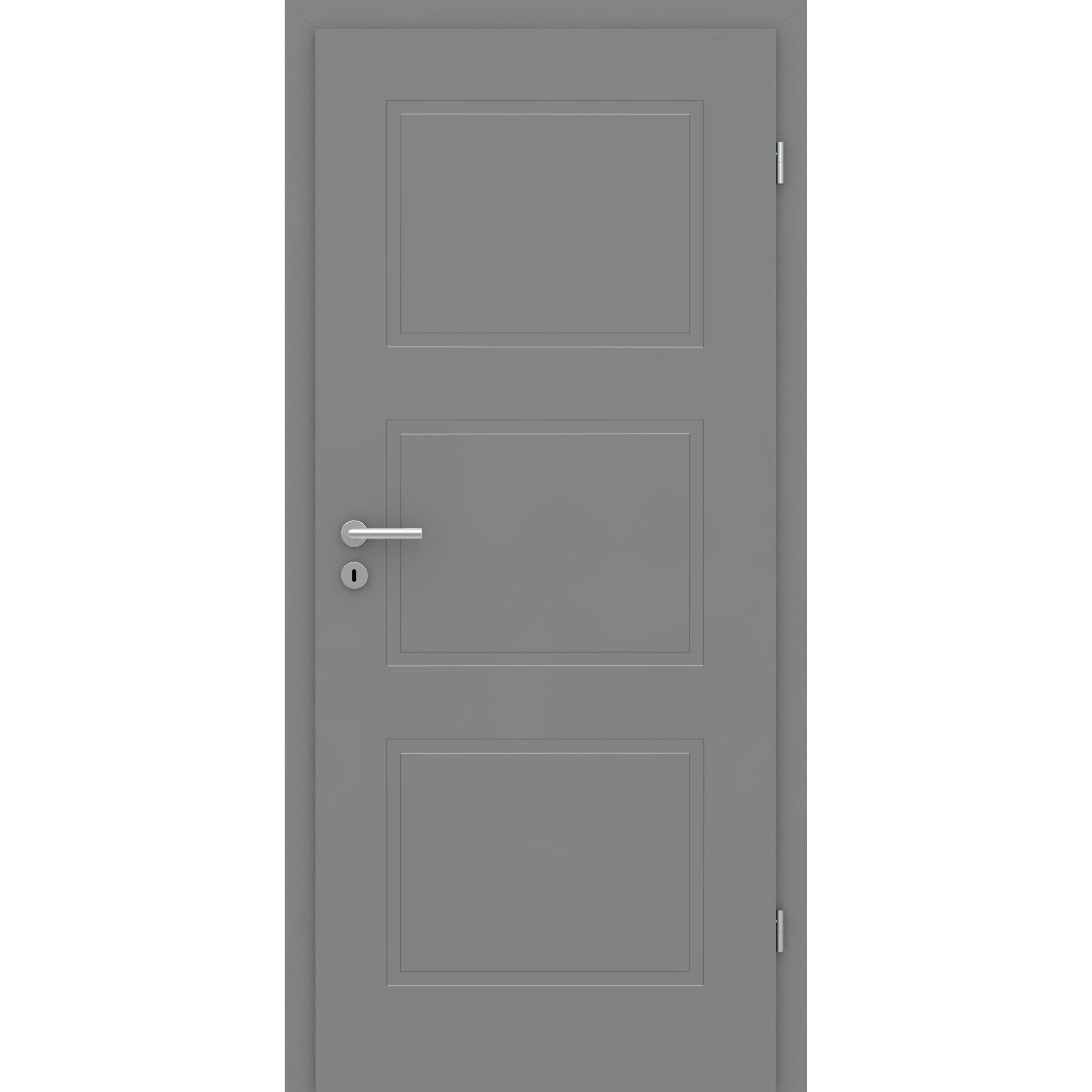 Wohnungseingangstür mit Zarge grau 3 Kassetten Designkante SK2 / KK3 - Modell Stiltür M37