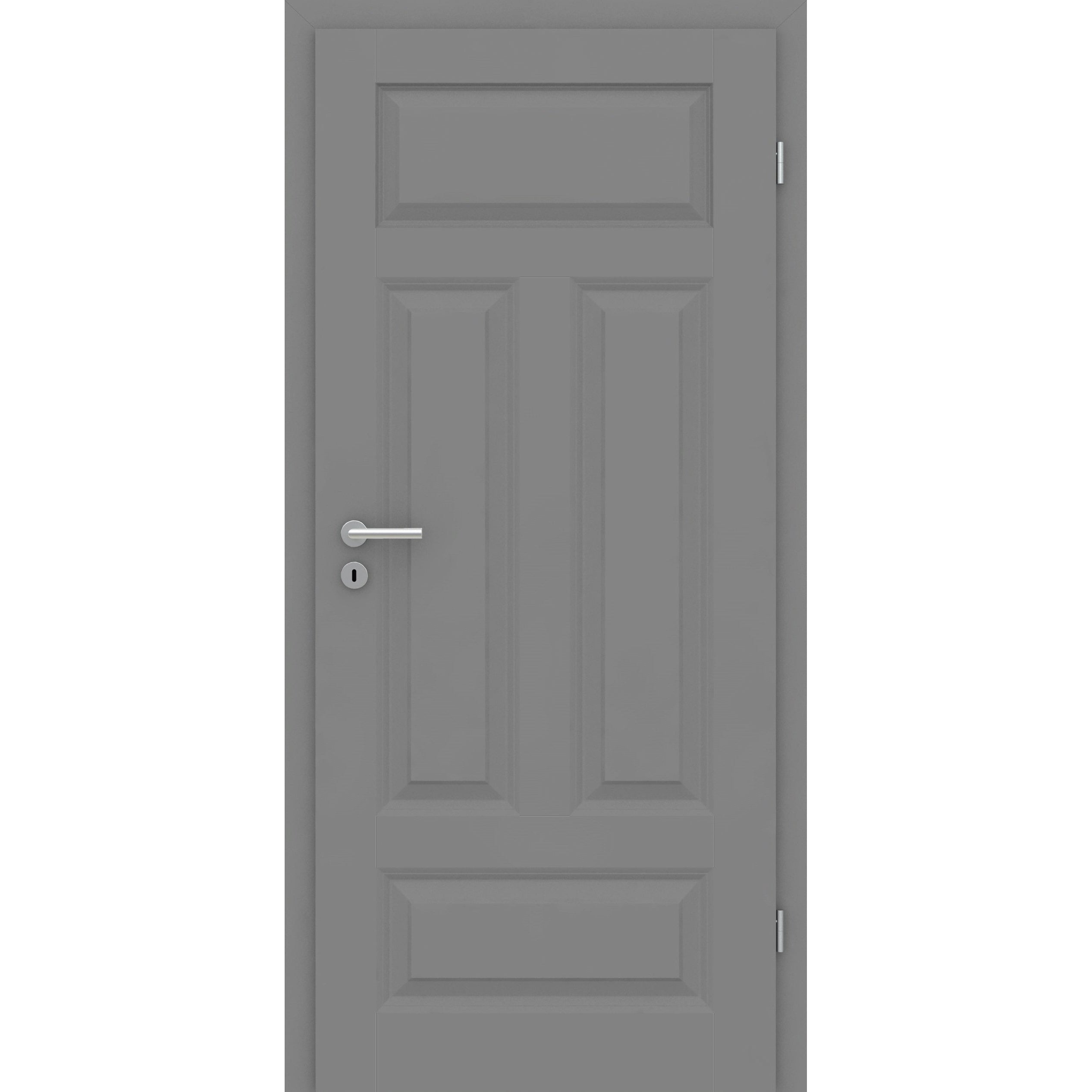 Wohnungseingangstür mit Zarge grau 4 Kassetten Quer Designkante SK2 / KK3 - Modell Stiltür KQ47