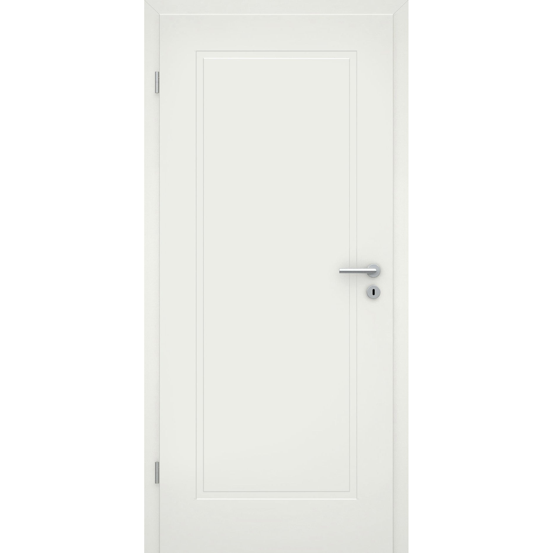 Wohnungseingangstür mit Zarge soft-weiß 1 Kassette Eckkante SK1 / KK3 - Modell Stiltür M11