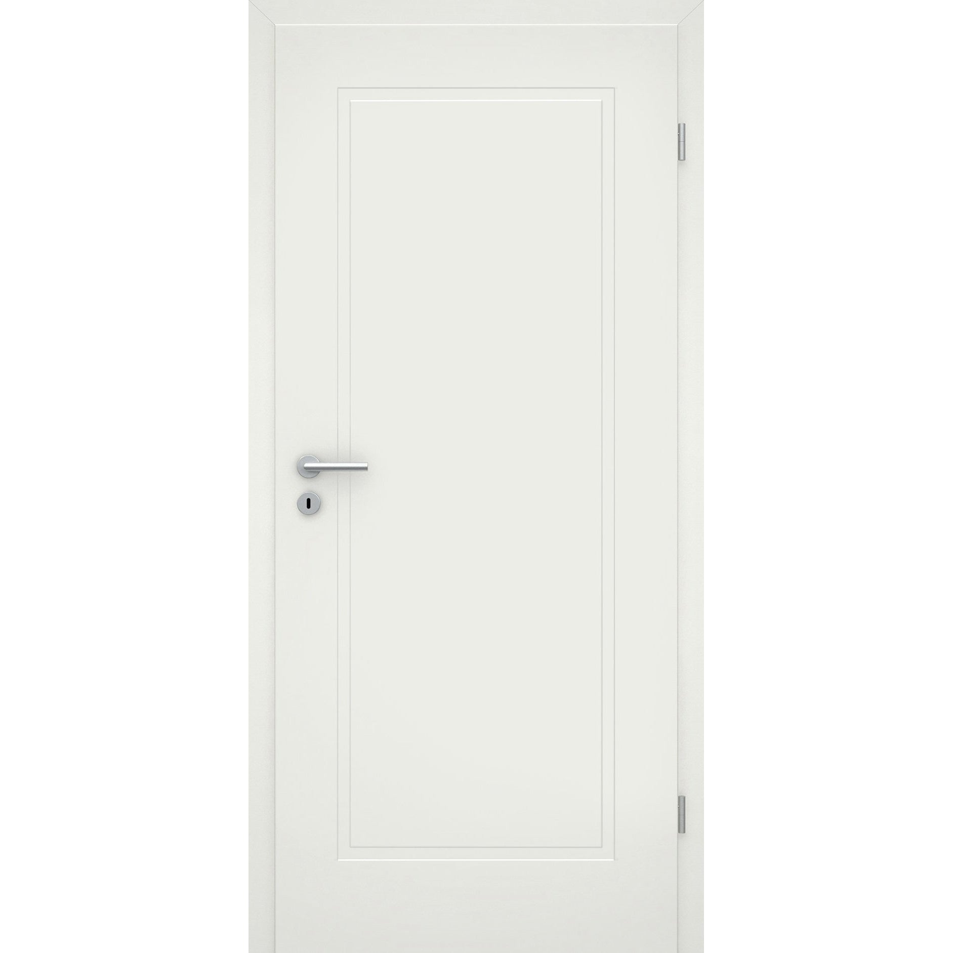 Wohnungseingangstür mit Zarge soft-weiß 1 Kassette Eckkante SK2 / KK3 - Modell Stiltür M11