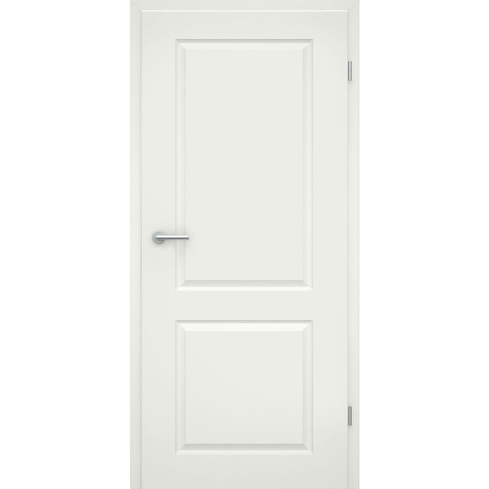 Zimmertür mit Zarge ohne Schlüssellochbohrung soft-weiß Stiltür mit 2 Kassetten Rundkante - Modell Stiltür K21