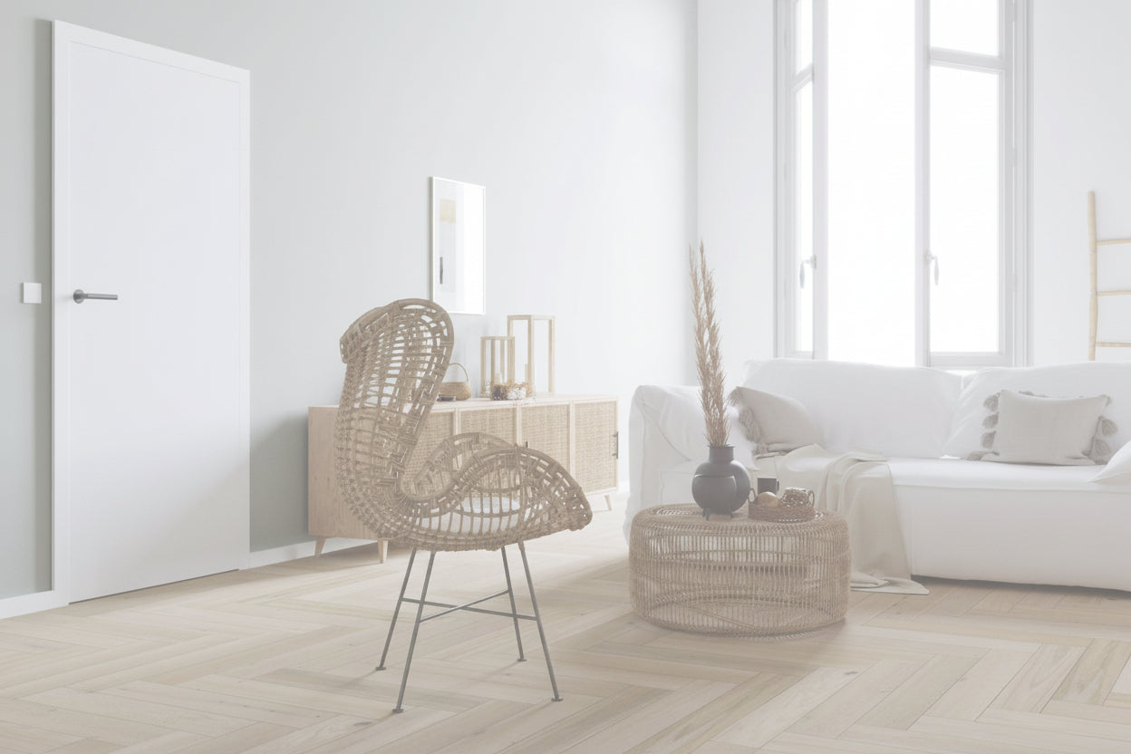 Ambientefoto Tür ohne Schlüssellochbohrung mit schwarzem Griff