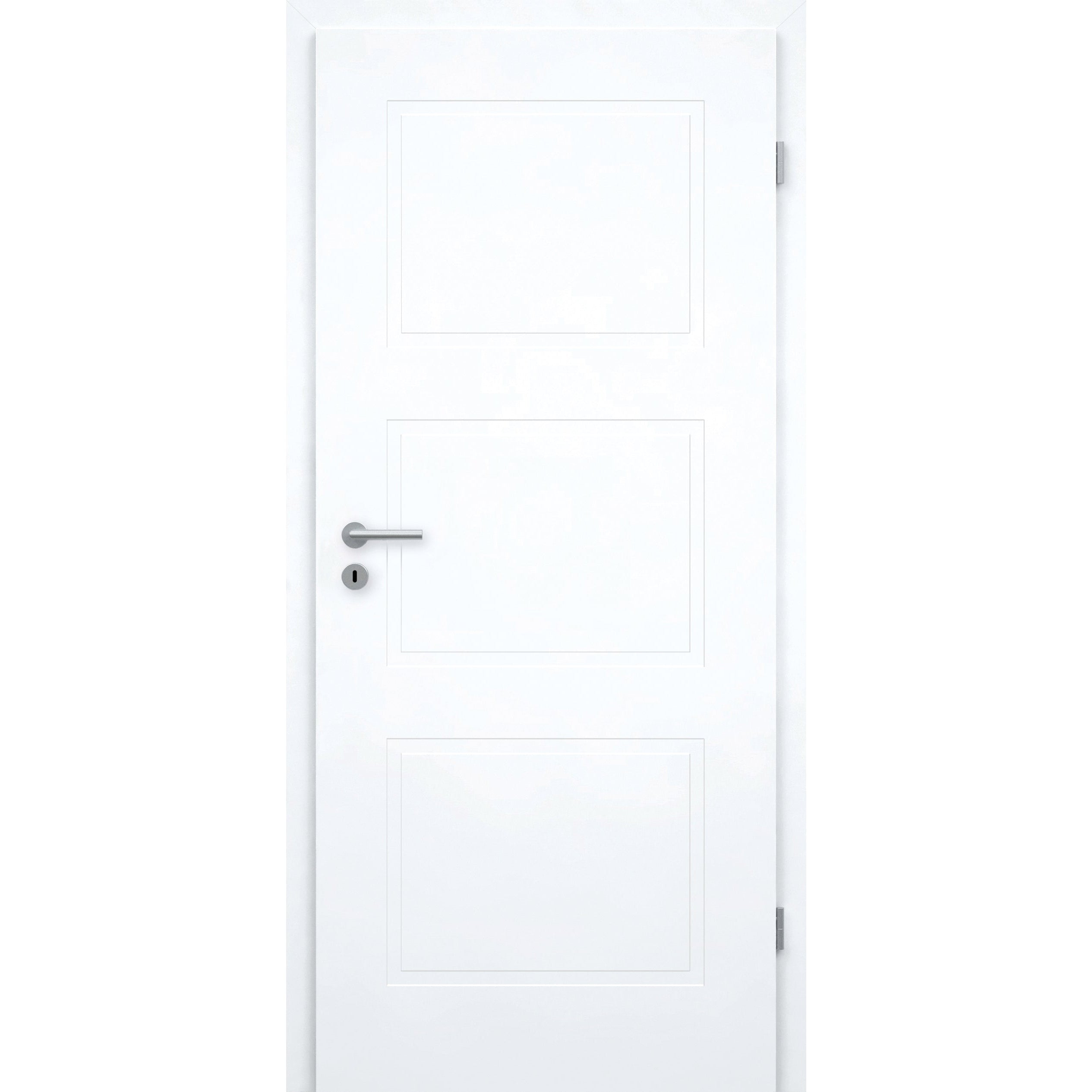 Zimmertür mit Zarge brillant-weiß Stiltür mit 3 Kassetten Designkante - Modell Stiltür M33