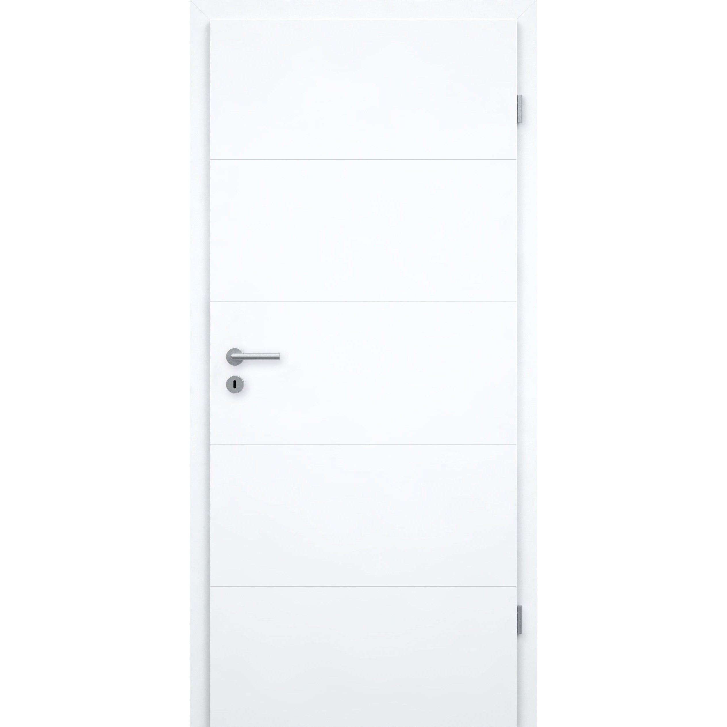 Zimmertür mit Zarge brillant-weiß modern mit 4 Rillen Designkante - Modell Designtür Q43