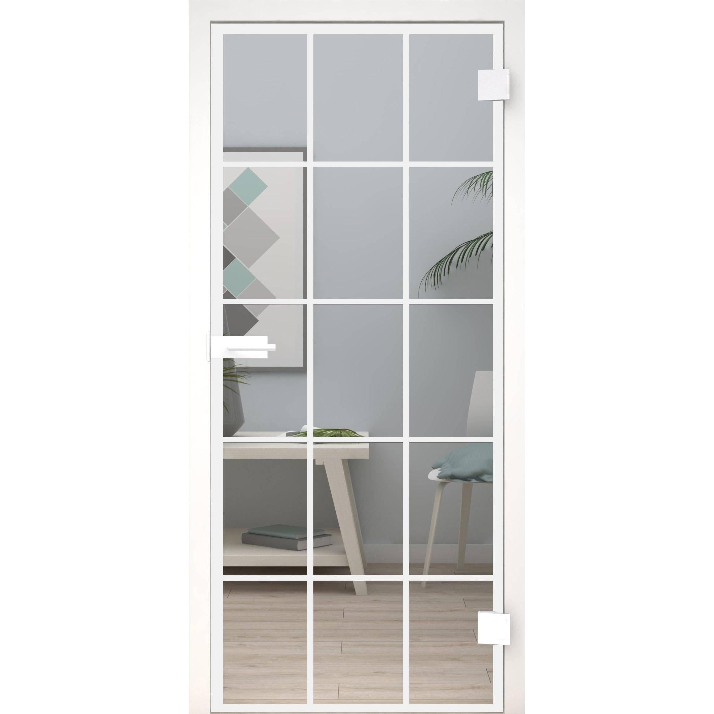 Glastür Loft-Design Weiß Modell DW3 Klarglas