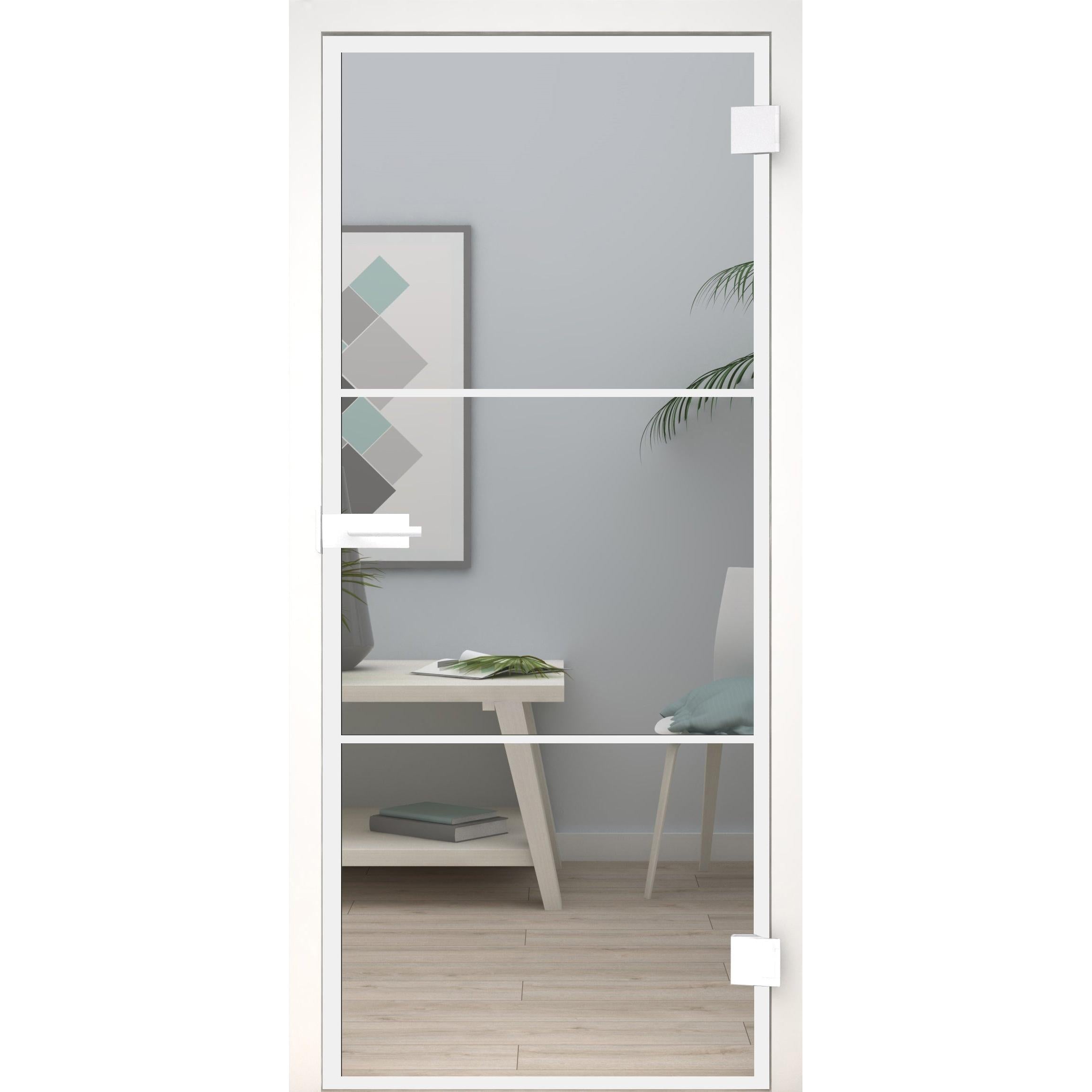 Glastür Loft-Design Weiß Modell DW5 Klarglas