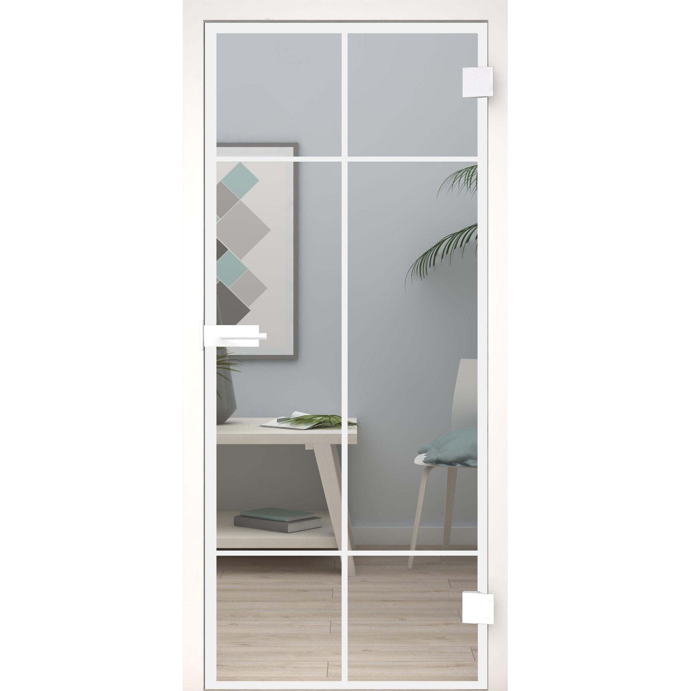 Glastür Loft-Design Weiß Modell DW7 Klarglas