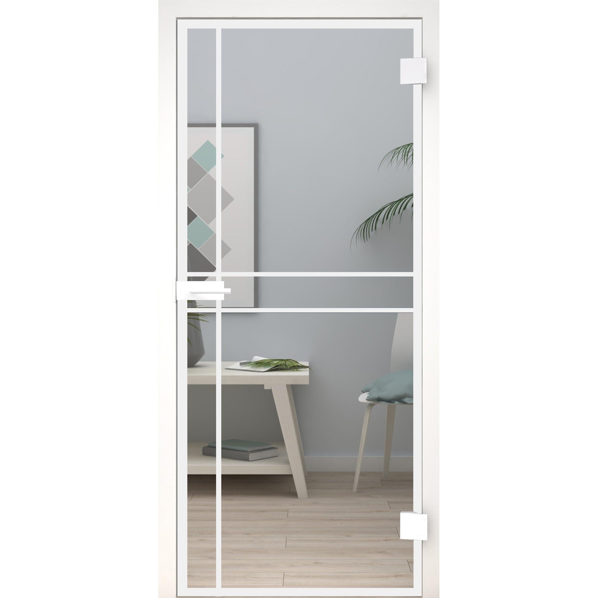 Glastür Loft-Design Weiß Modell DW9 Klarglas