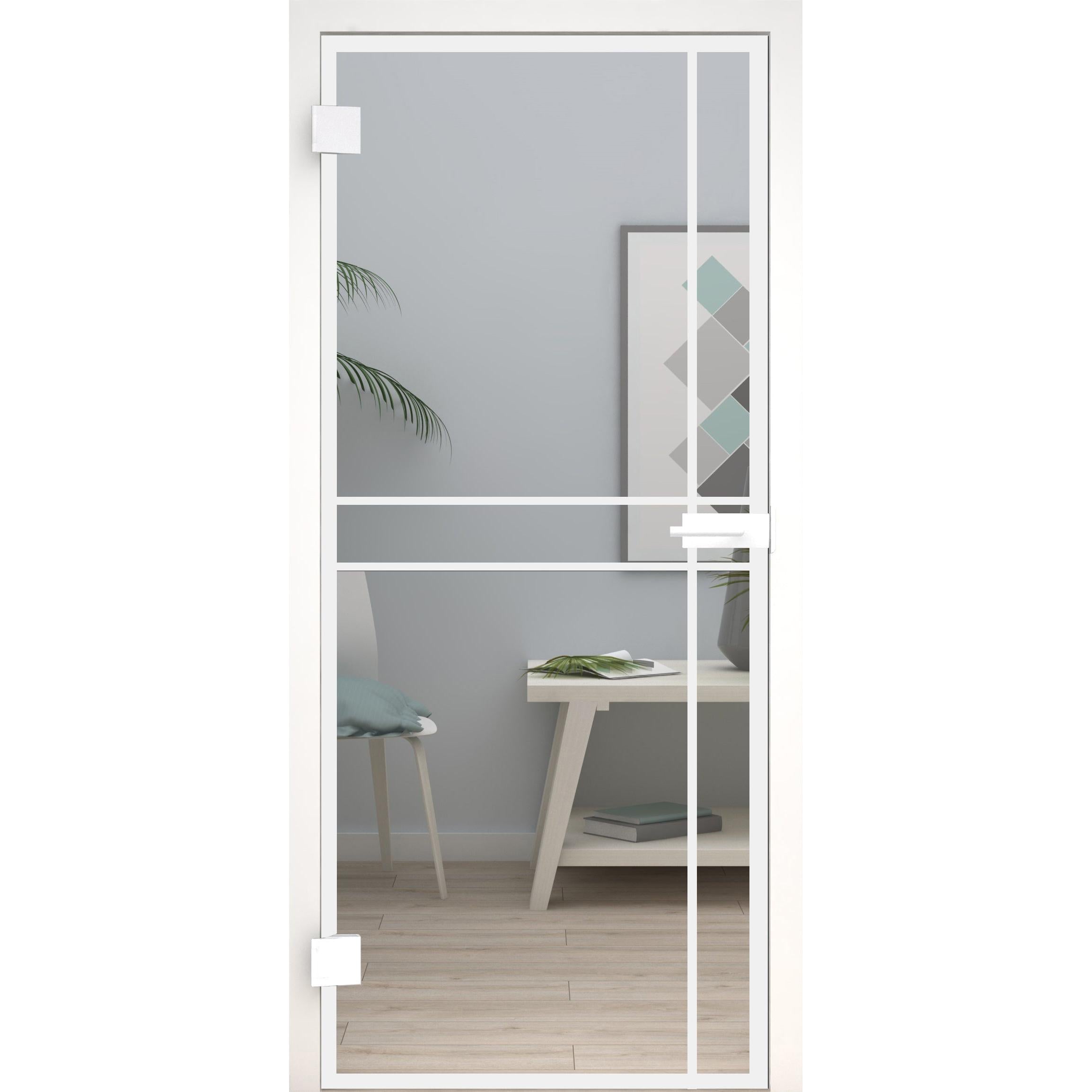 Glastür Loft-Design Weiß Modell DW9 Klarglas