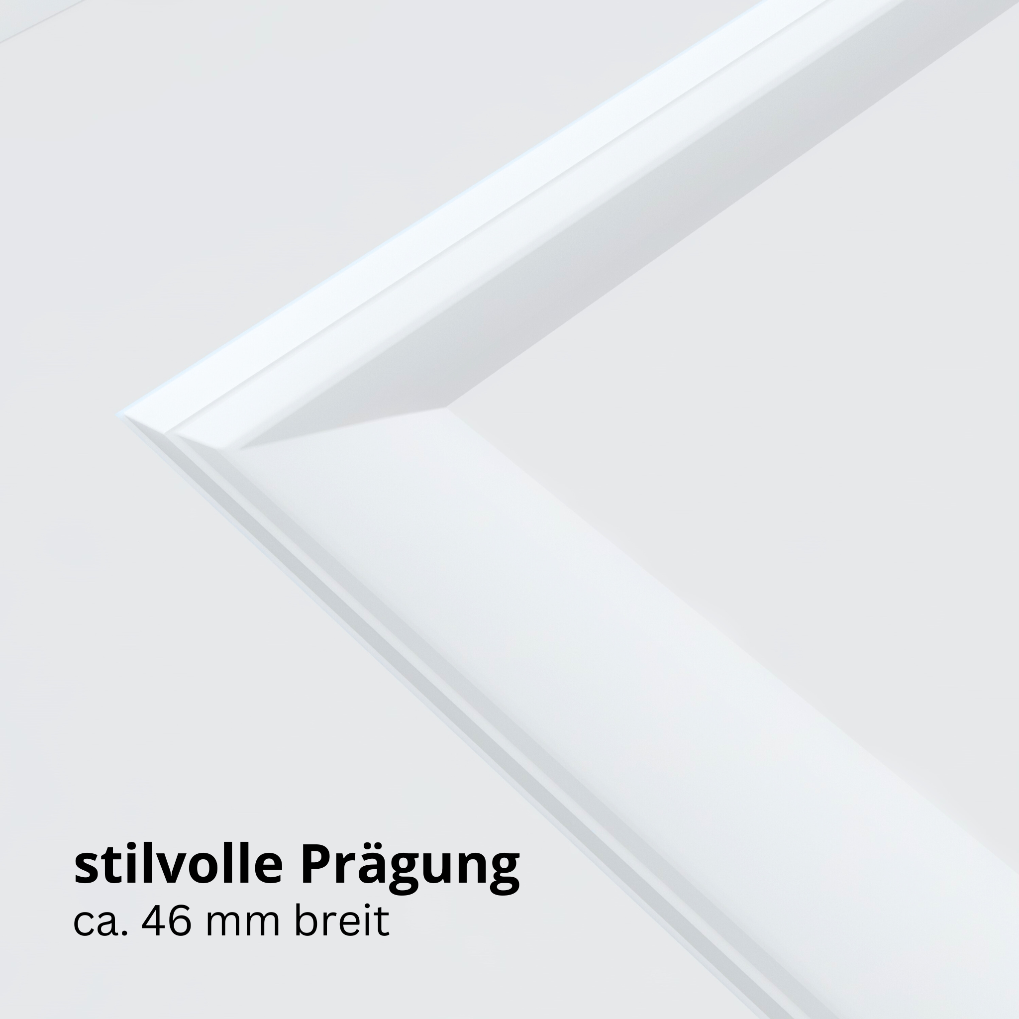 Wohnungseingangstür mit Zarge brillant-weiß 4 Kassetten Designkante SK1 / KK3 - Modell Stiltür K43