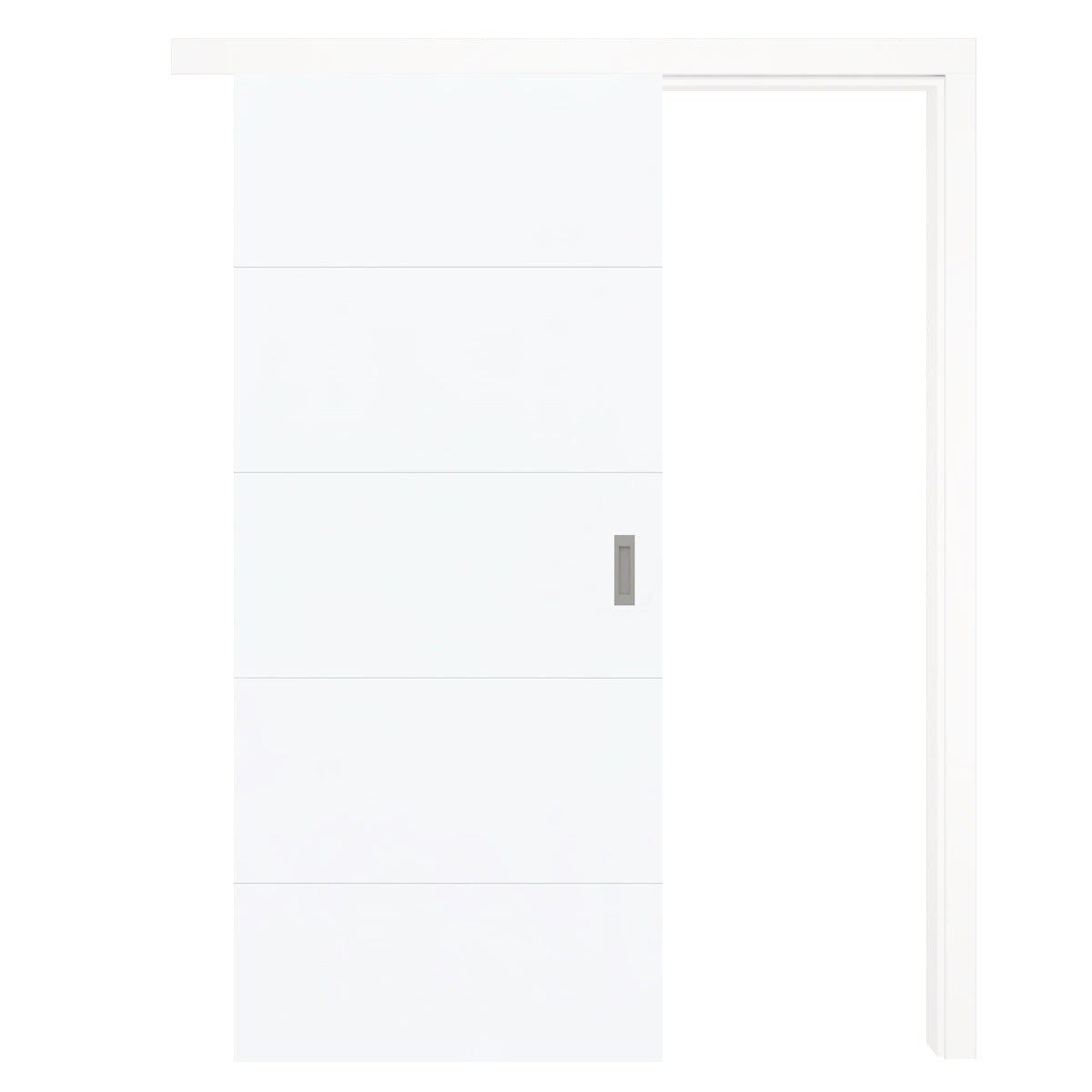 Schiebetür mit Schiebetürzarge brillant-weiß modern mit 4 Rillen - Modell Designtür Q43