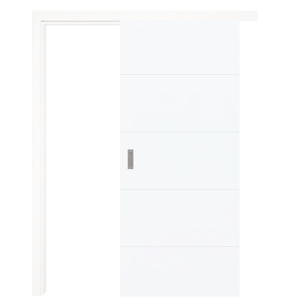 Schiebetür mit Schiebetürzarge brillant-weiß modern mit 4 Rillen - Modell Designtür Q43
