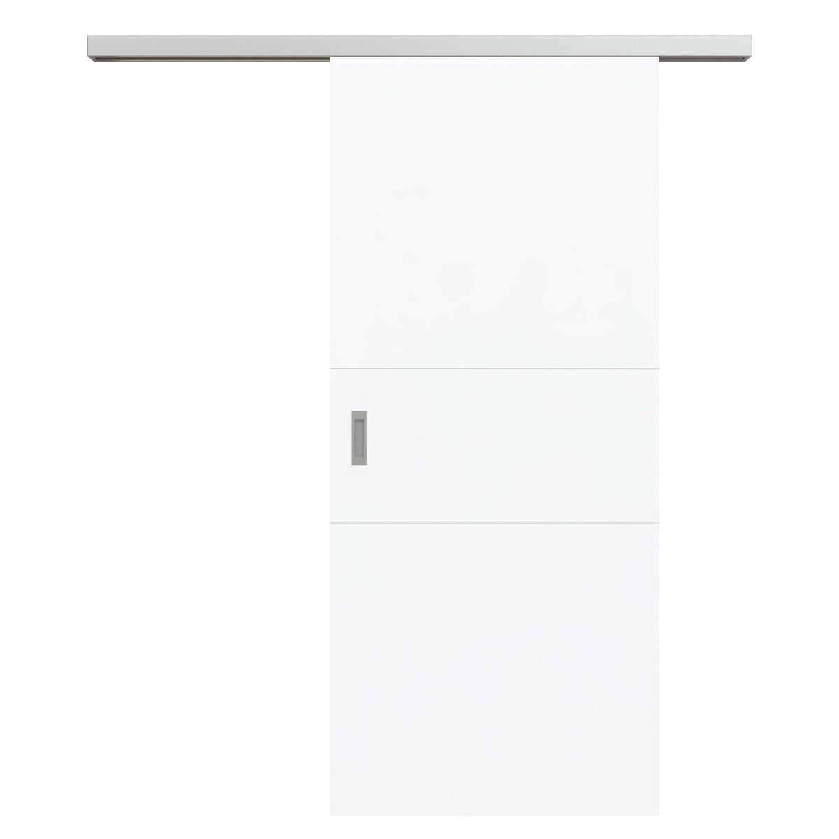 Schiebetür für Set mit Edelstahllaufkasten brillant-weiß 2 Rillen quer - Modell Designtür Q23