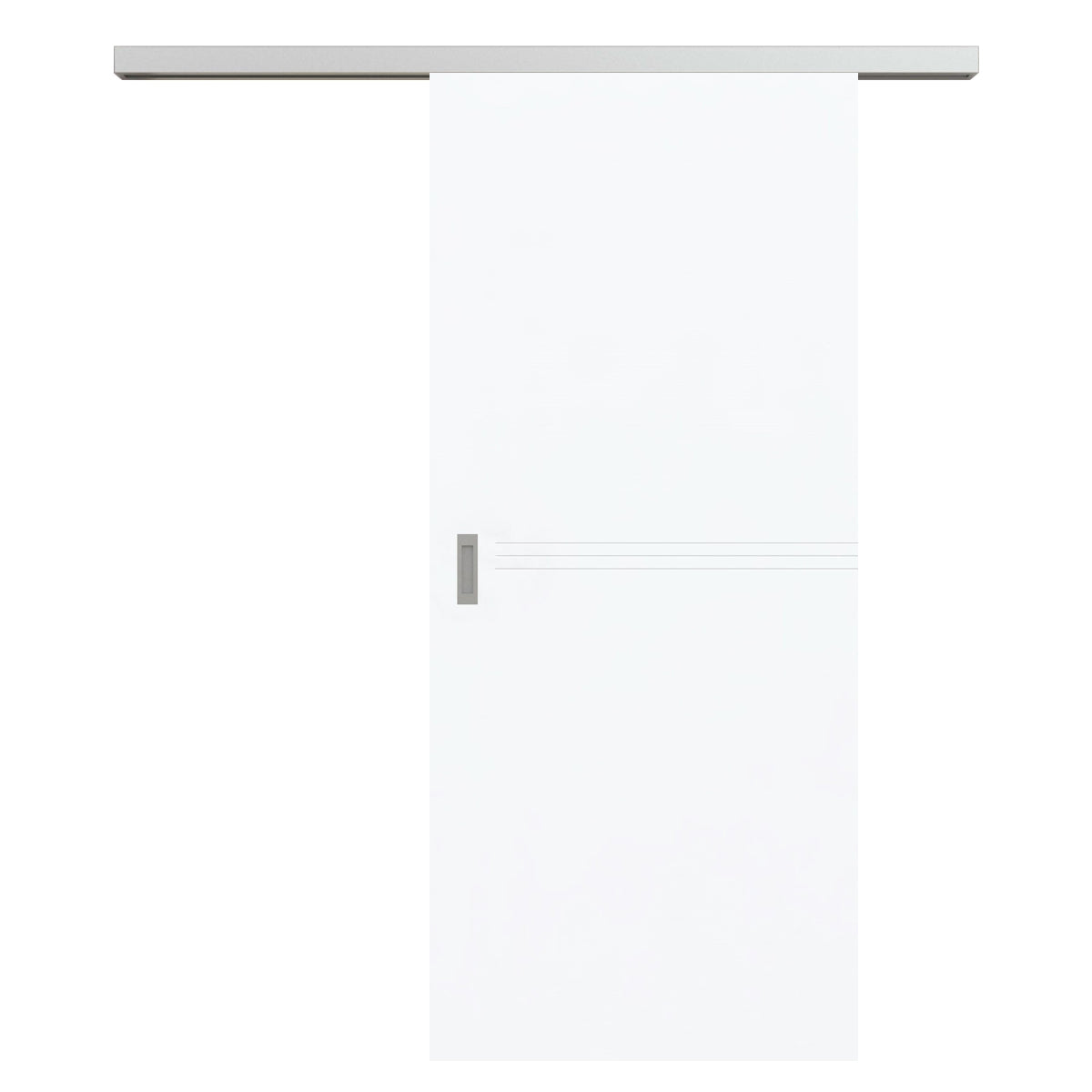 Schiebetür für Set mit Edelstahllaufkasten brillant-weiß 3 Rillen - Modell Designtür Q33