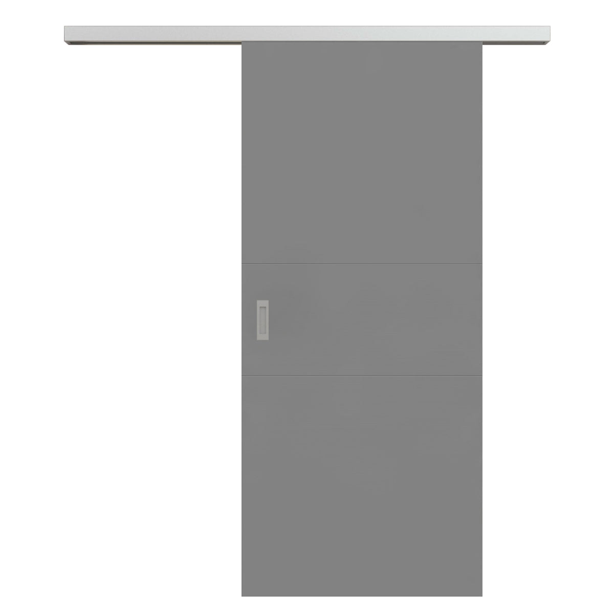 Schiebetür für Set mit Edelstahllaufkasten grau 2 Rillen quer - Modell Designtür Q27
