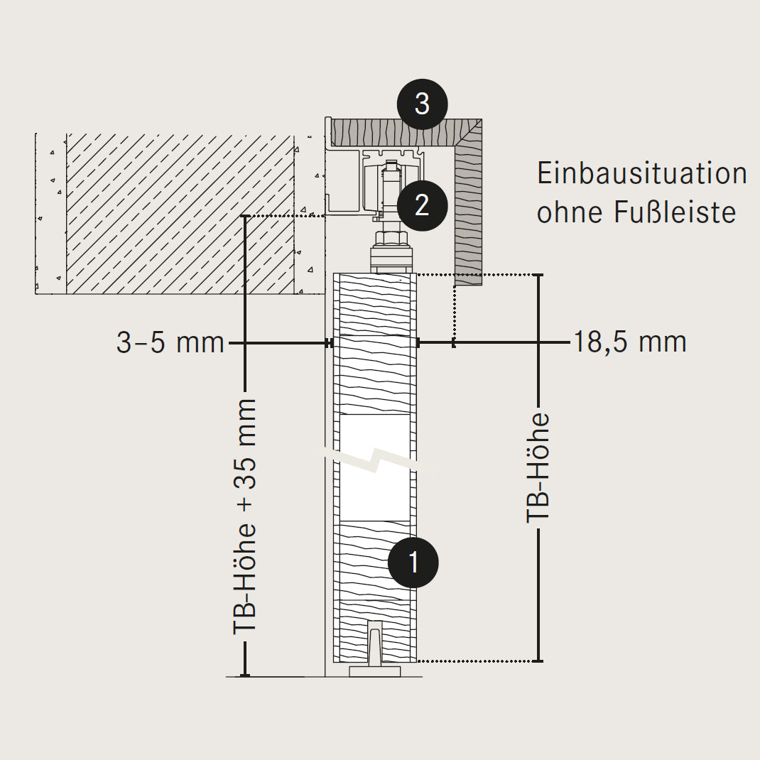 Schiebetür für Set mit grauem Laufkasten mit Lichtausschnitt grau 4 Rillen quer - Modell Designtür Q47LAM