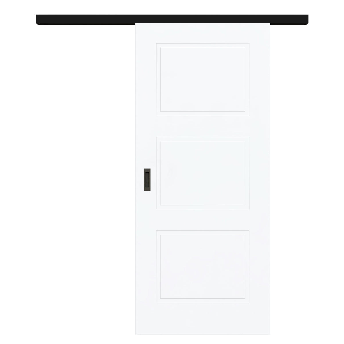 Schiebetür für Set mit schwarzem Laufkasten brillant-weiß Stiltür mit 3 Kassetten - Modell Stiltür M33