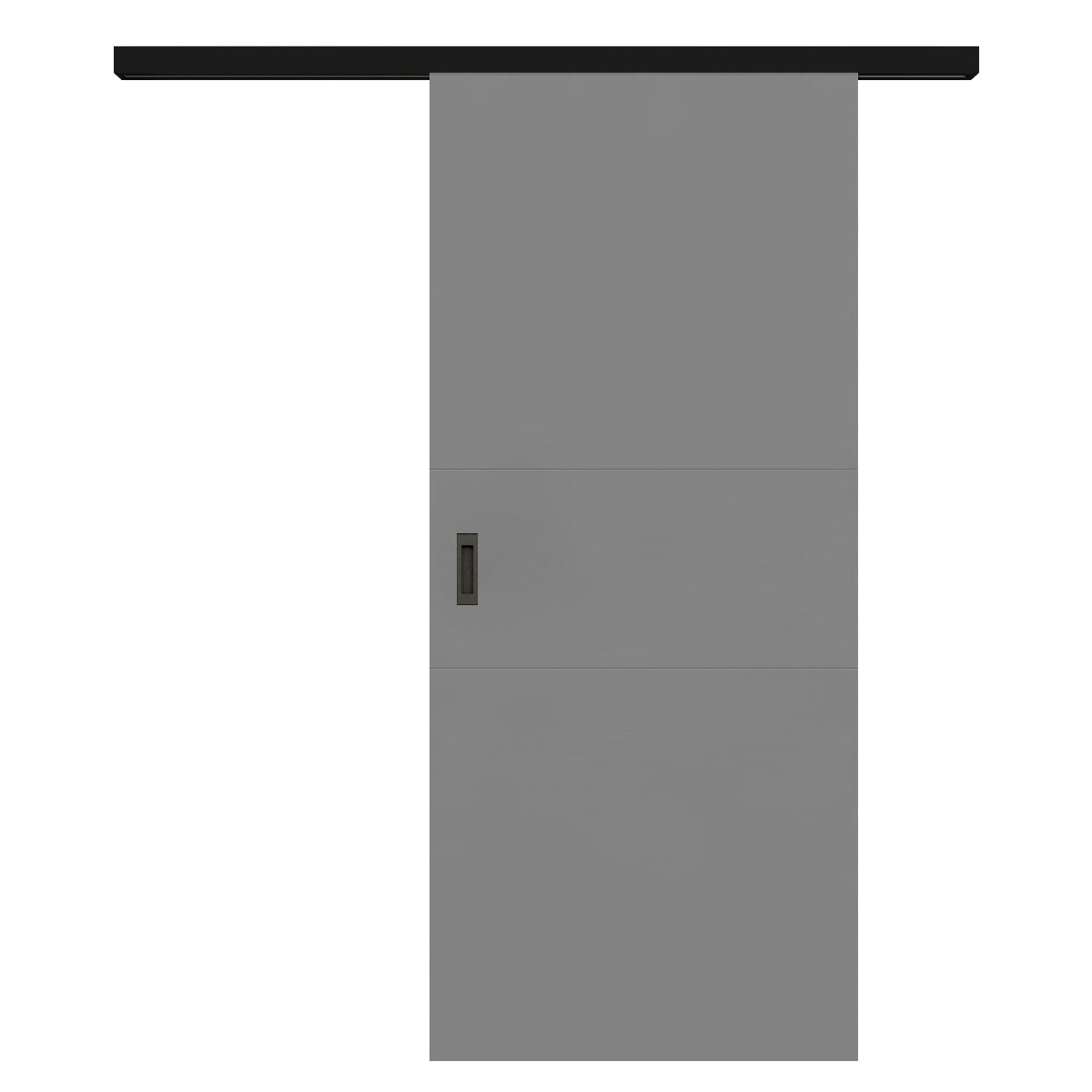 Schiebetür für Set mit schwarzem Laufkasten grau 2 Rillen quer - Modell Designtür Q27