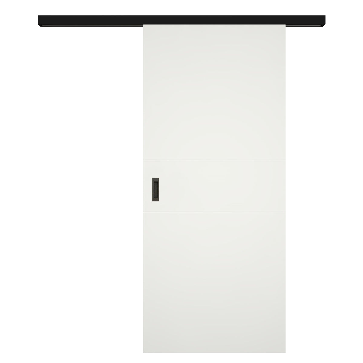 Schiebetür für Set mit schwarzem Laufkasten soft-weiß 2 Rillen - Modell Designtür Q21