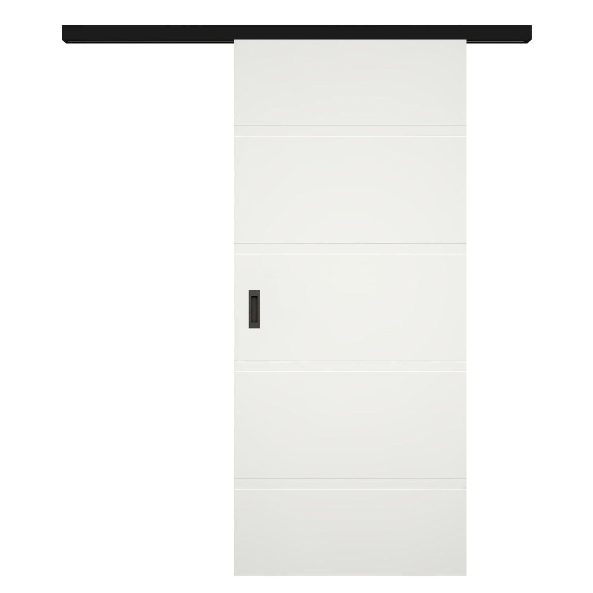 Schiebetür für Set mit schwarzem Laufkasten soft-weiß 4 breite Rillen - Modell Designtür QB41