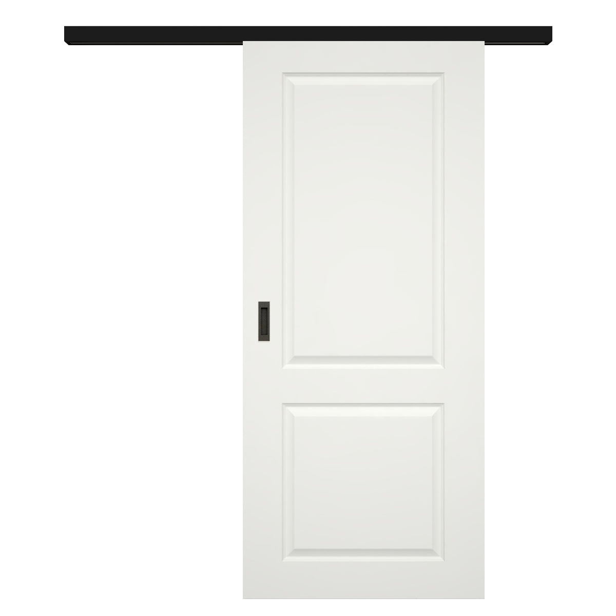 Schiebetür für Set mit schwarzem Laufkasten soft-weiß Stiltür mit 2 Kassetten - Modell Stiltür K21