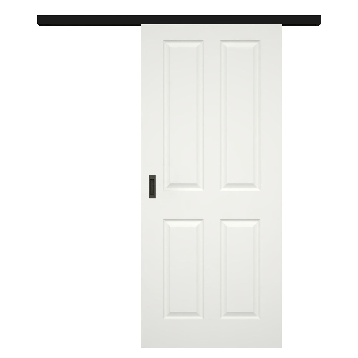 Schiebetür für Set mit schwarzem Laufkasten soft-weiß Stiltür mit 4 Kassetten - Modell Stiltür K41