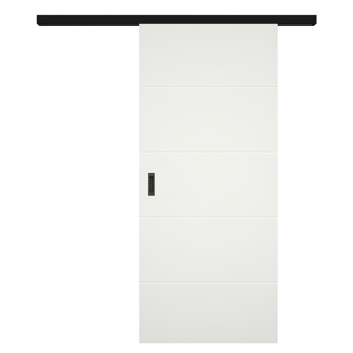 Schiebetür für Set mit schwarzem Laufkasten soft-weiß mit 4 Rillen - Modell Designtür Q41