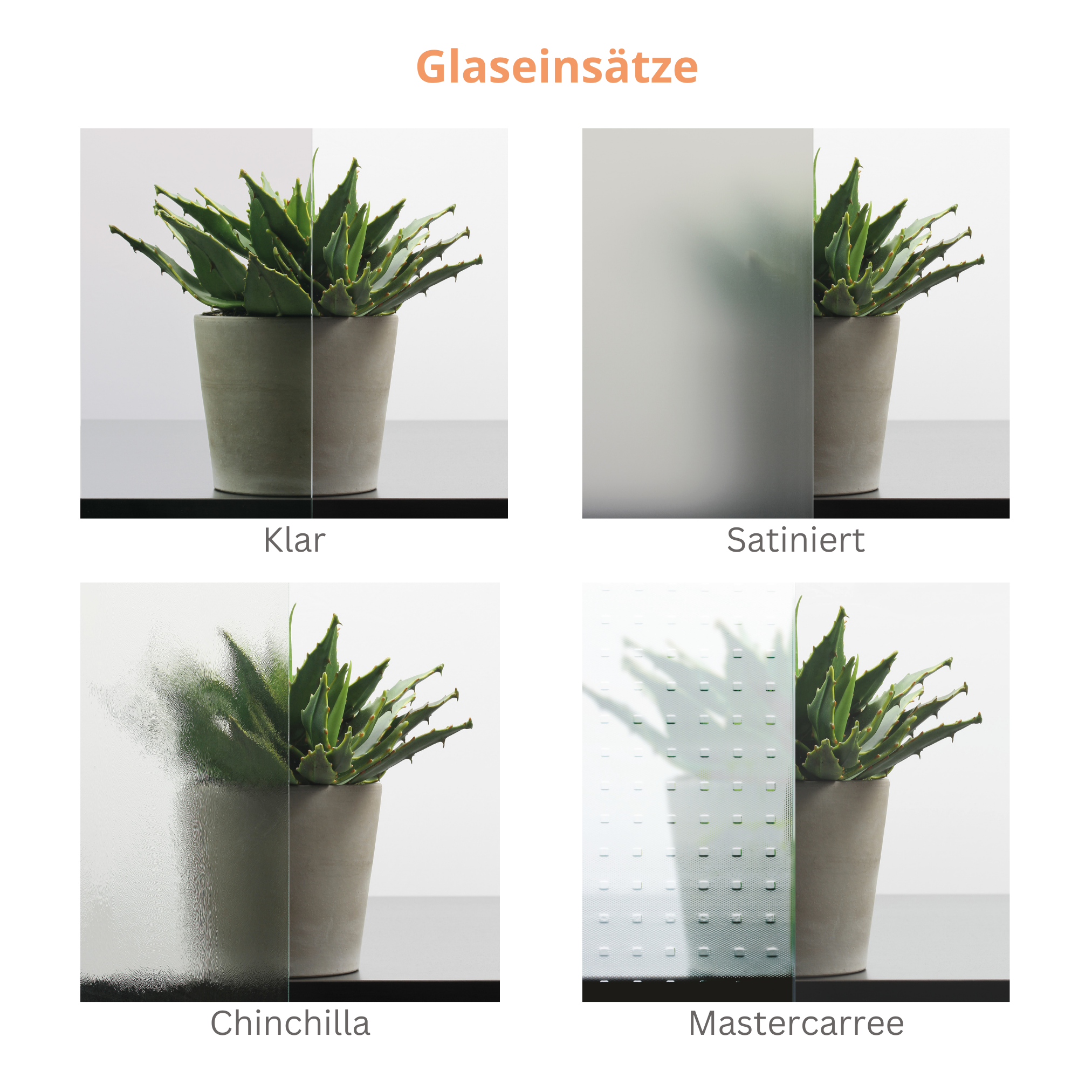 Schiebetür für Set mit weißem Laufkasten mit Lichtausschnitt soft-weiß 4 Rillen - Modell Designtür Q41LAS