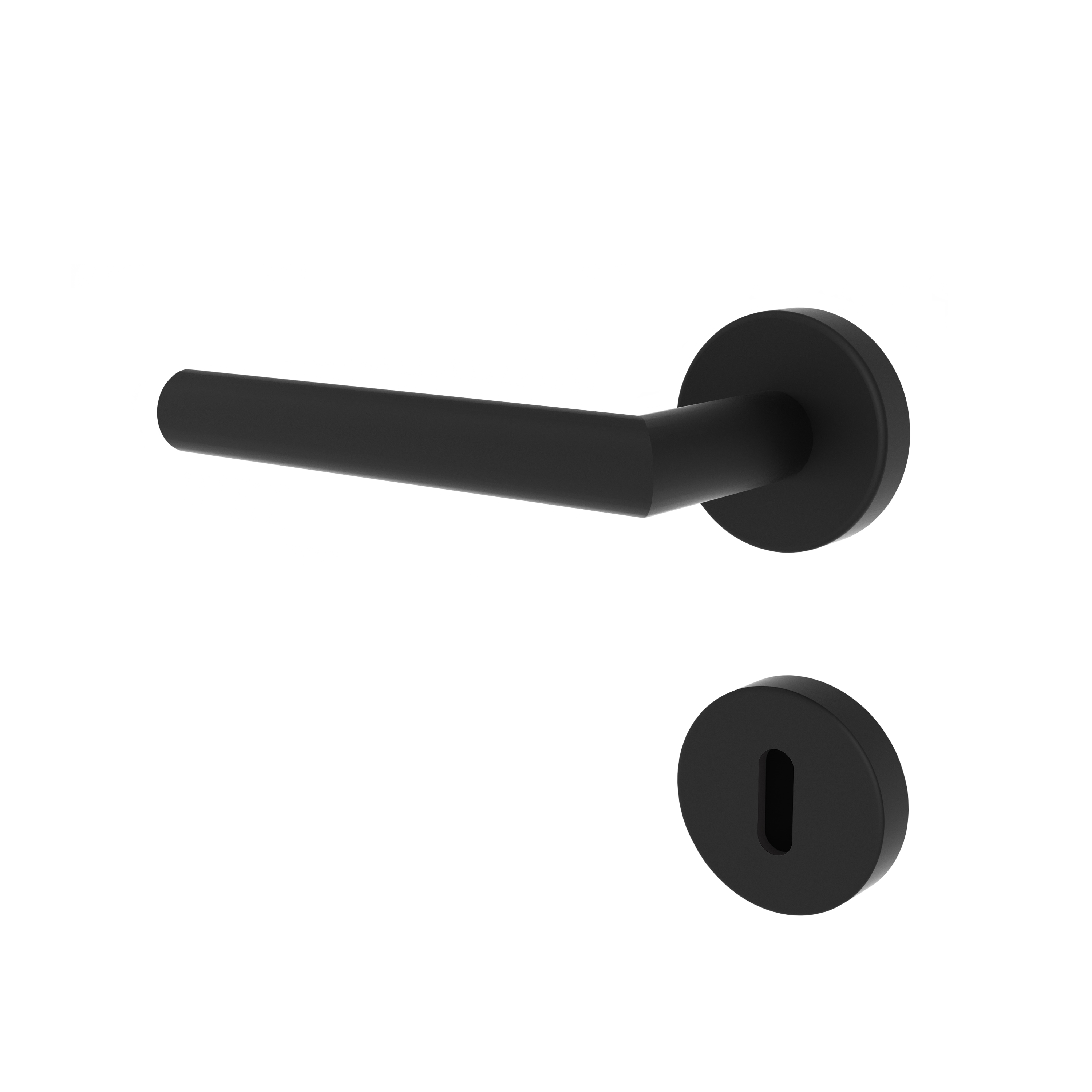Türgriff Rosetten rund L-Form gerade Modell Javara Mattschwarz Klipprosette Klasse 3