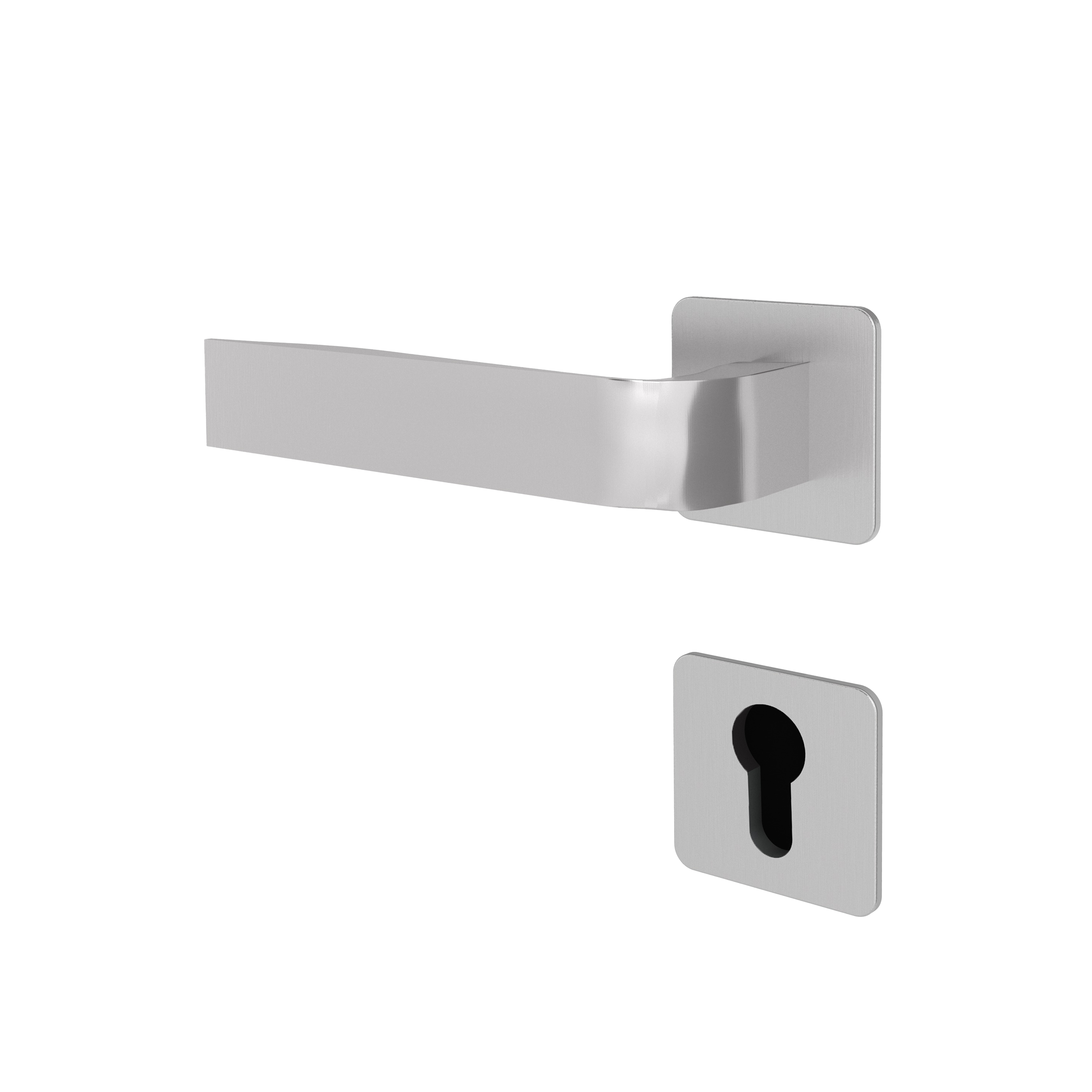 Türgriff mit Flachrosette eckig L-Form gerade Modell Canora Edelstahl Magnetclip Klasse 1