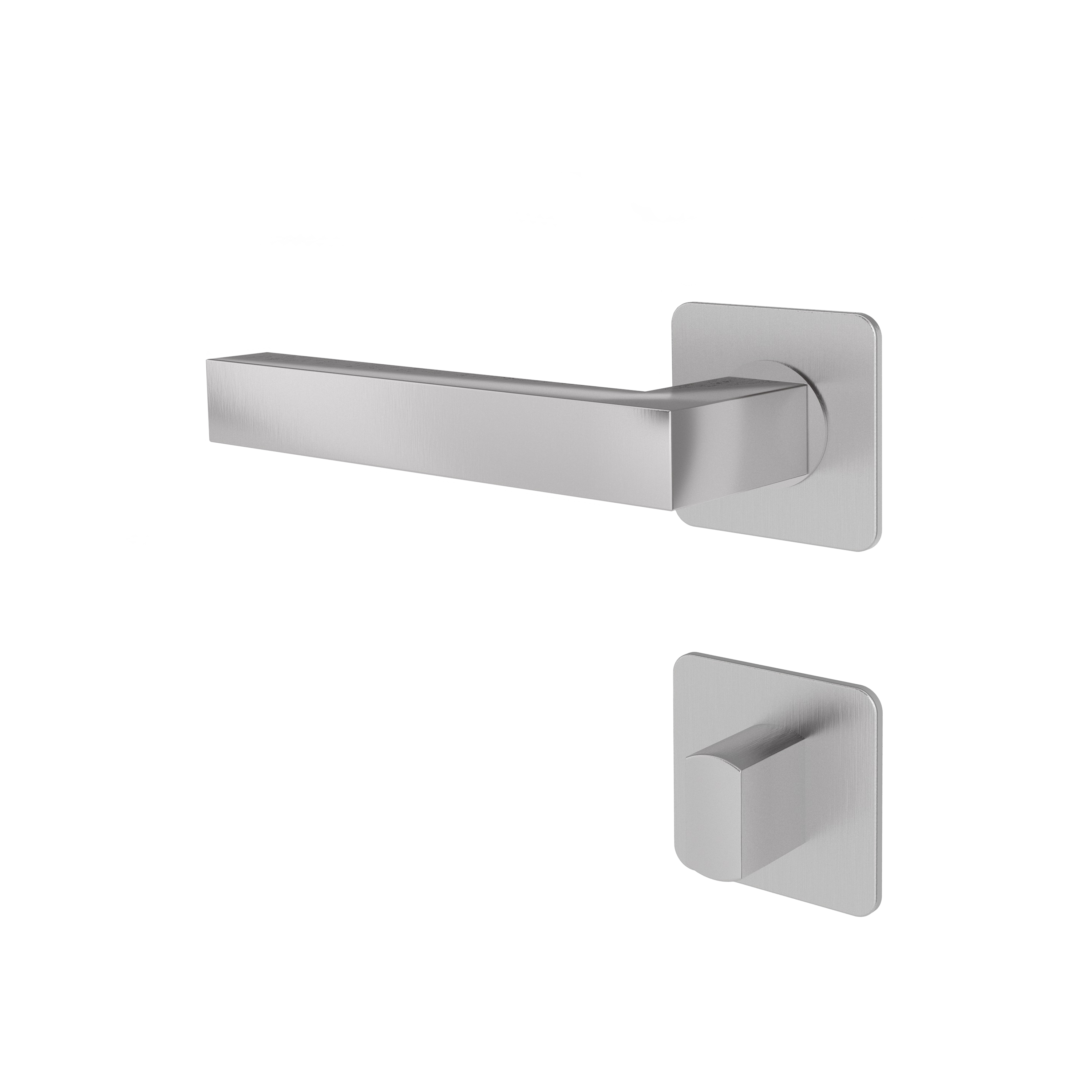 Türgriff mit Flachrosette eckig L-Form gerade Modell Samara pure Edelstahl Clipsystem