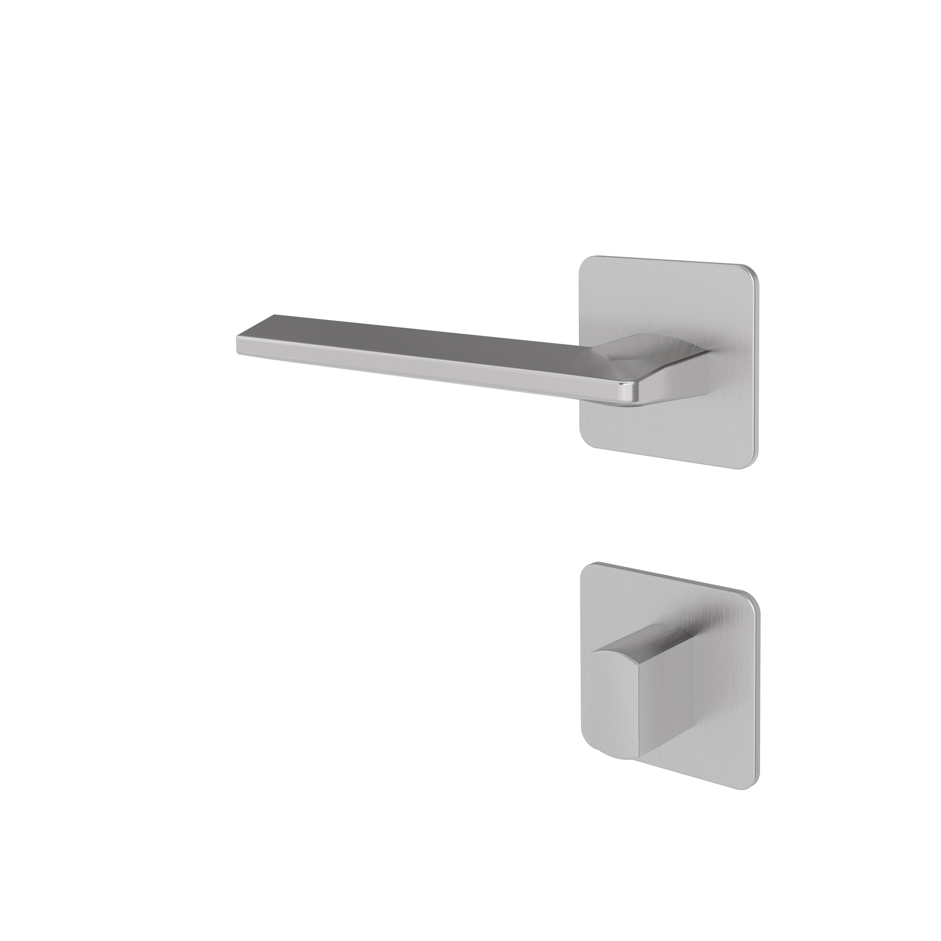 Türgriff mit Flachrosette eckig L-Form gerade Modell Skylara Edelstahl Magnetclip Klasse 1