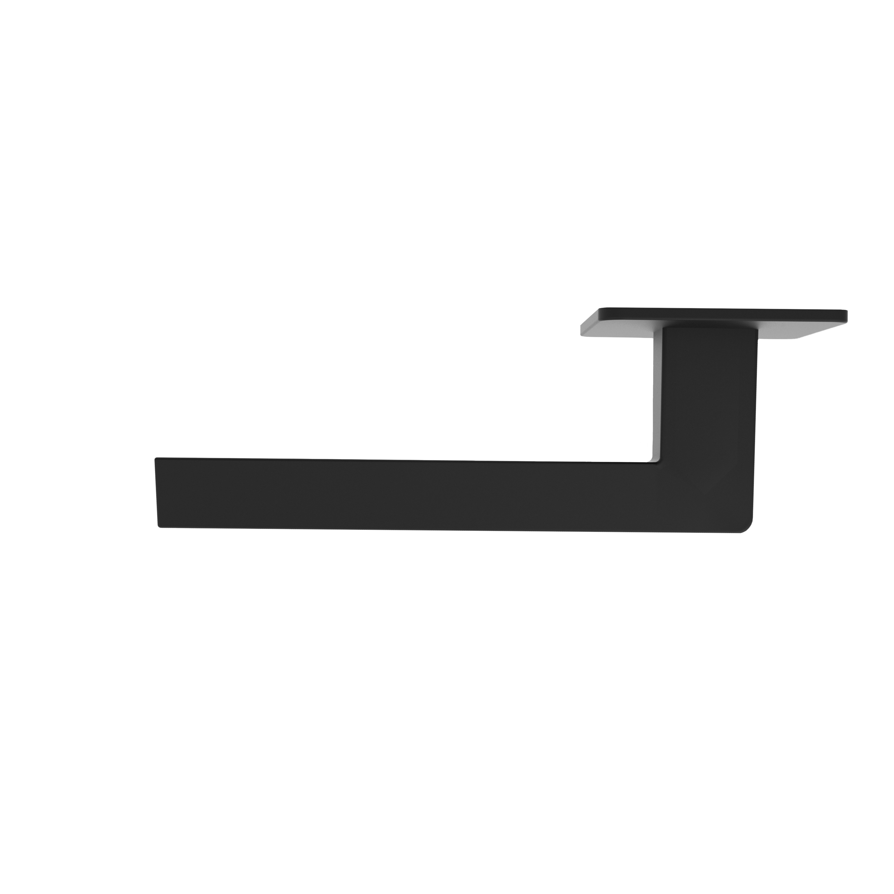 Türgriff mit Flachrosette eckig L-Form gerade Modell Skylara Mattschwarz Magnetclip Klasse 1