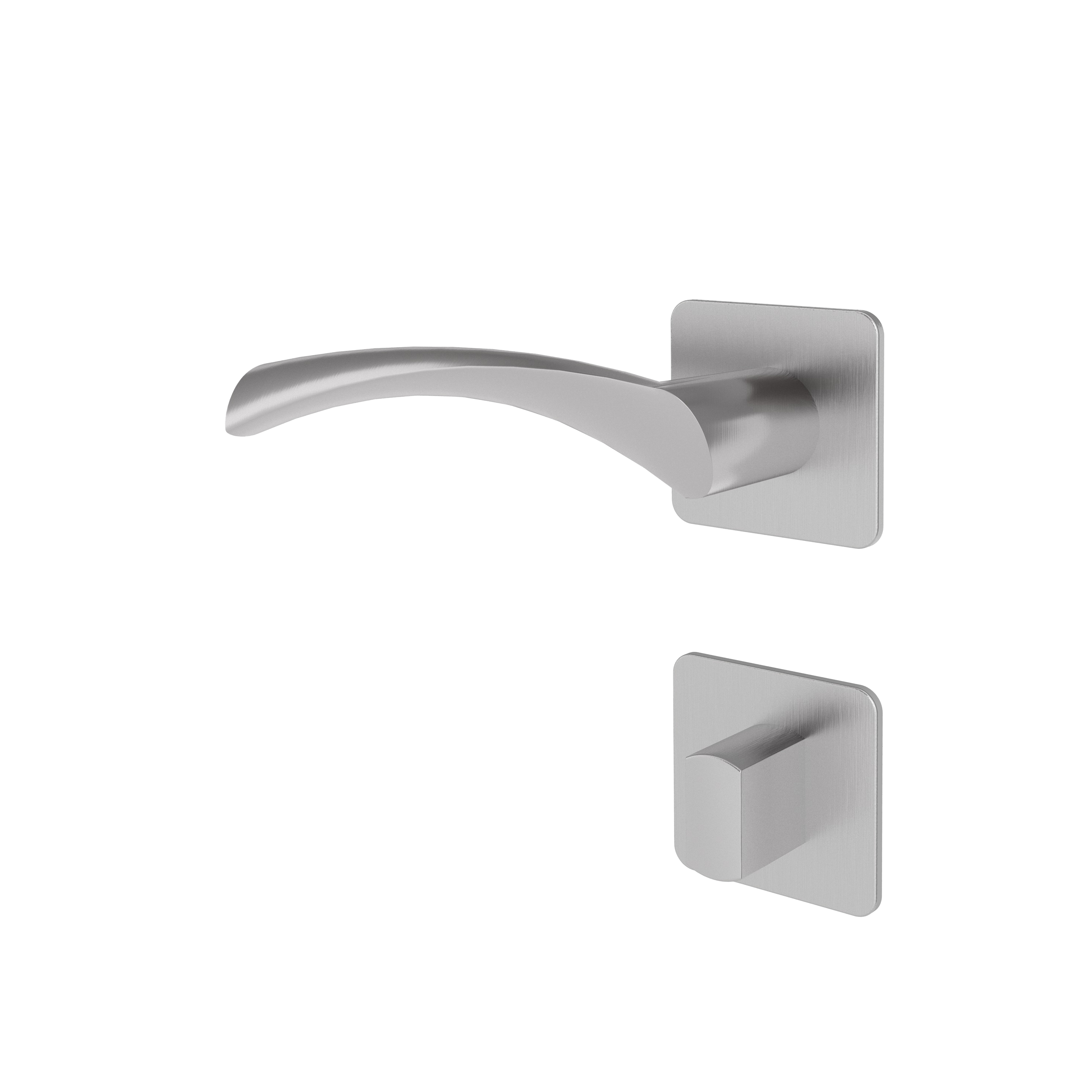 Türgriff mit Flachrosette eckig L-Form geschwungen Modell Garuna pure Edelstahl Clipsystem