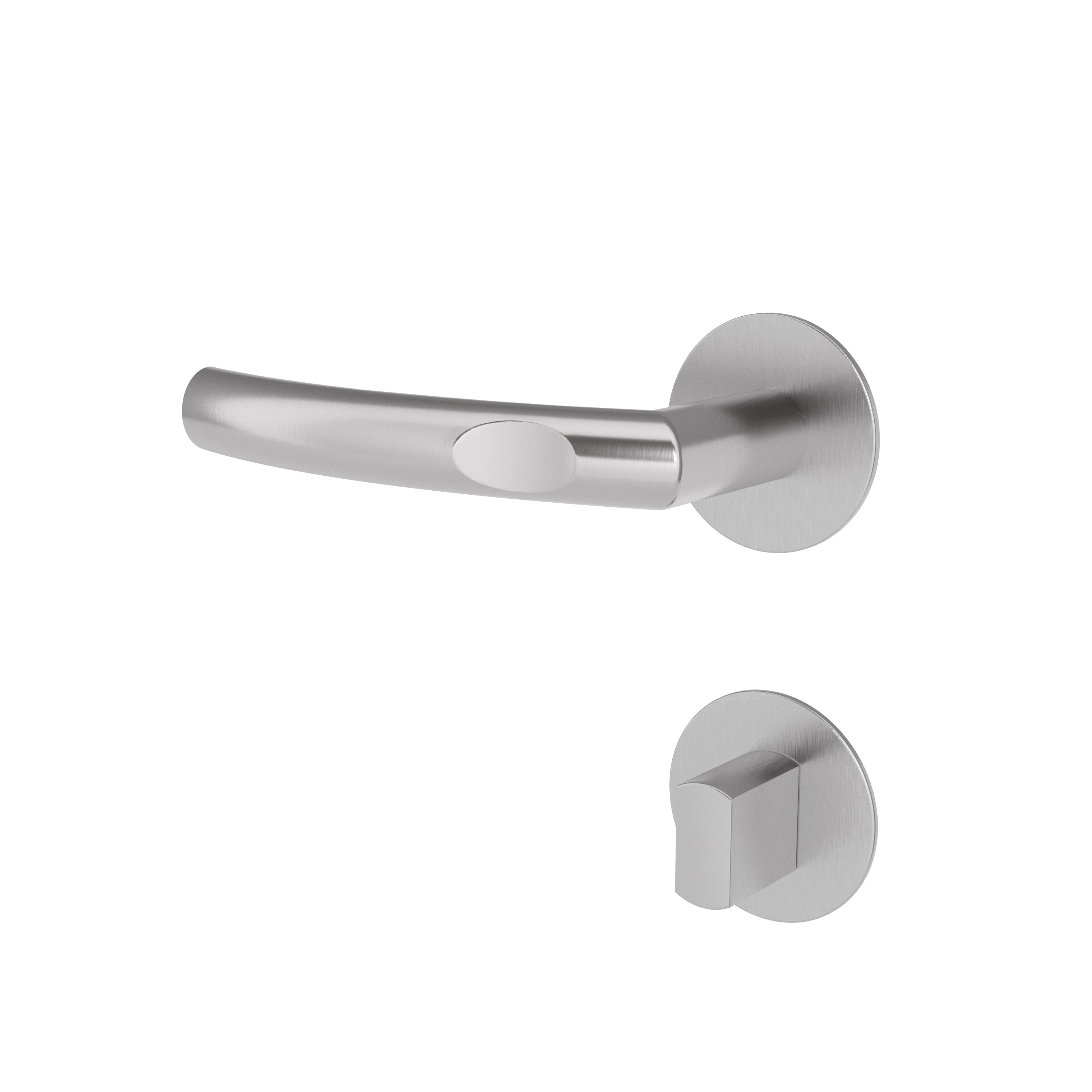 Türgriff mit Flachrosette rund L-Form gebogen Modell Iloria Edelstahl Clipsystem