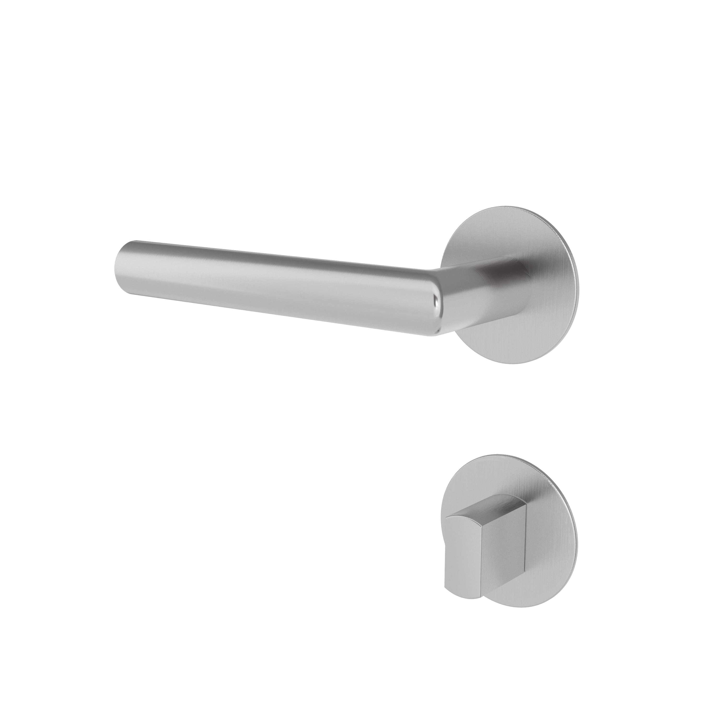 Türgriff mit Flachrosette rund L- Form gerade Modell Baltara Edelstahl Clipsystem