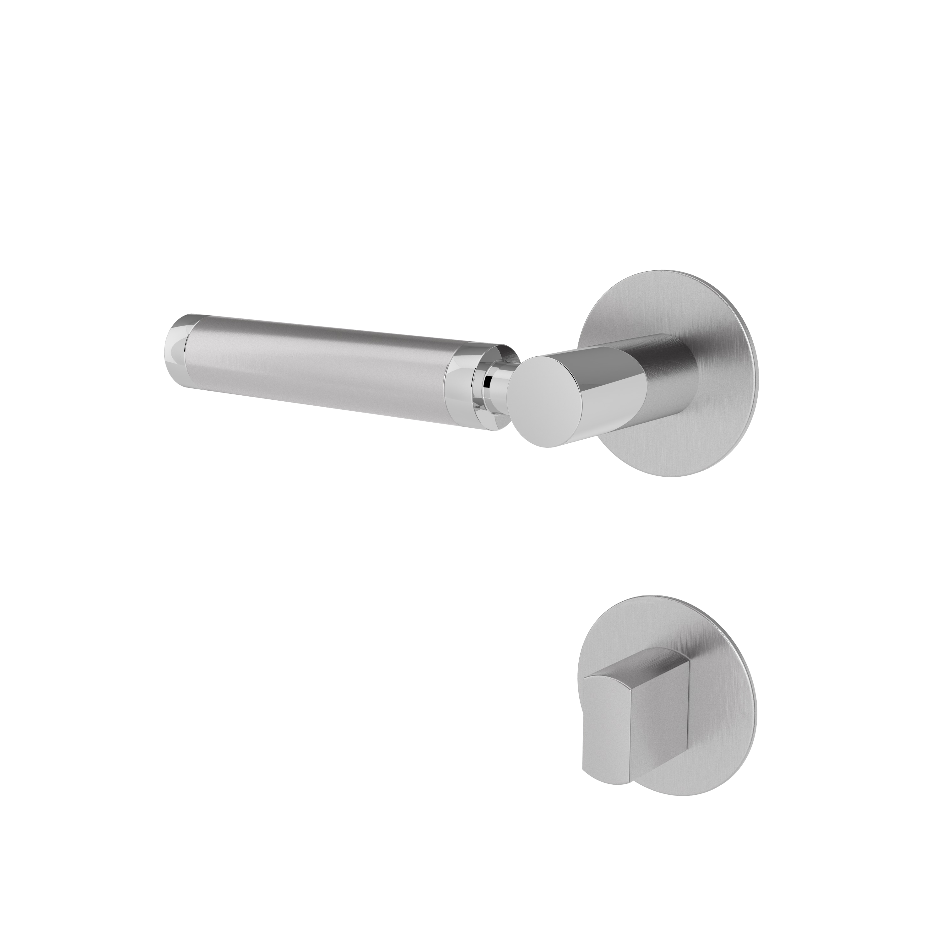 Türgriff mit Flachrosette rund L- Form gerade Modell Ibera Edelstahl Clipsystem