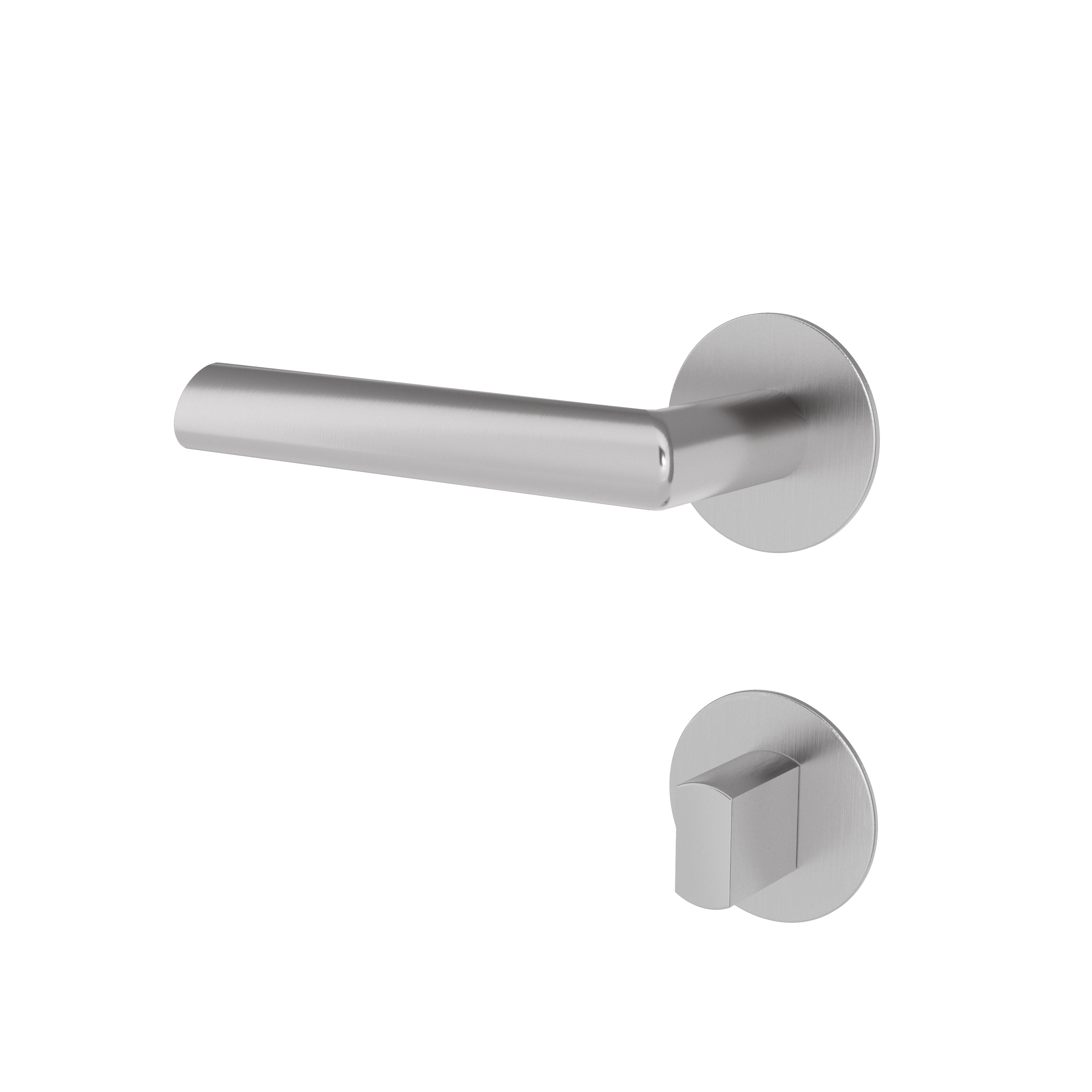 Türgriff mit Flachrosette rund L- Form gerade Modell Jadena Edelstahl Clipsystem