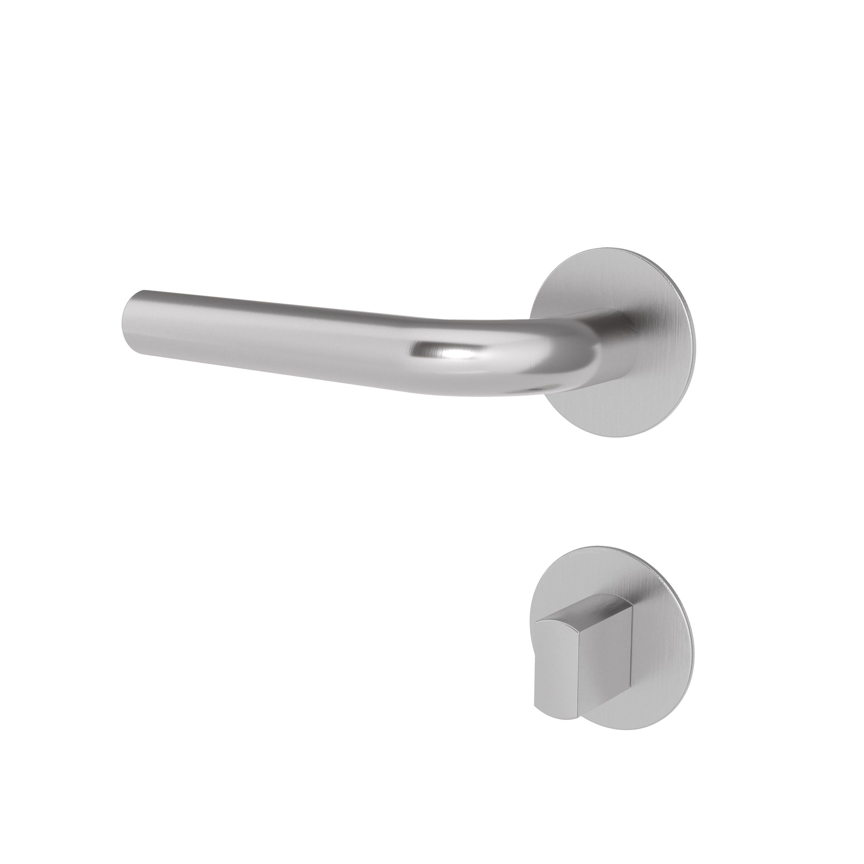 Türgriff mit Flachrosette rund L- Form gerade Modell Juvora Edelstahl Clipsystem