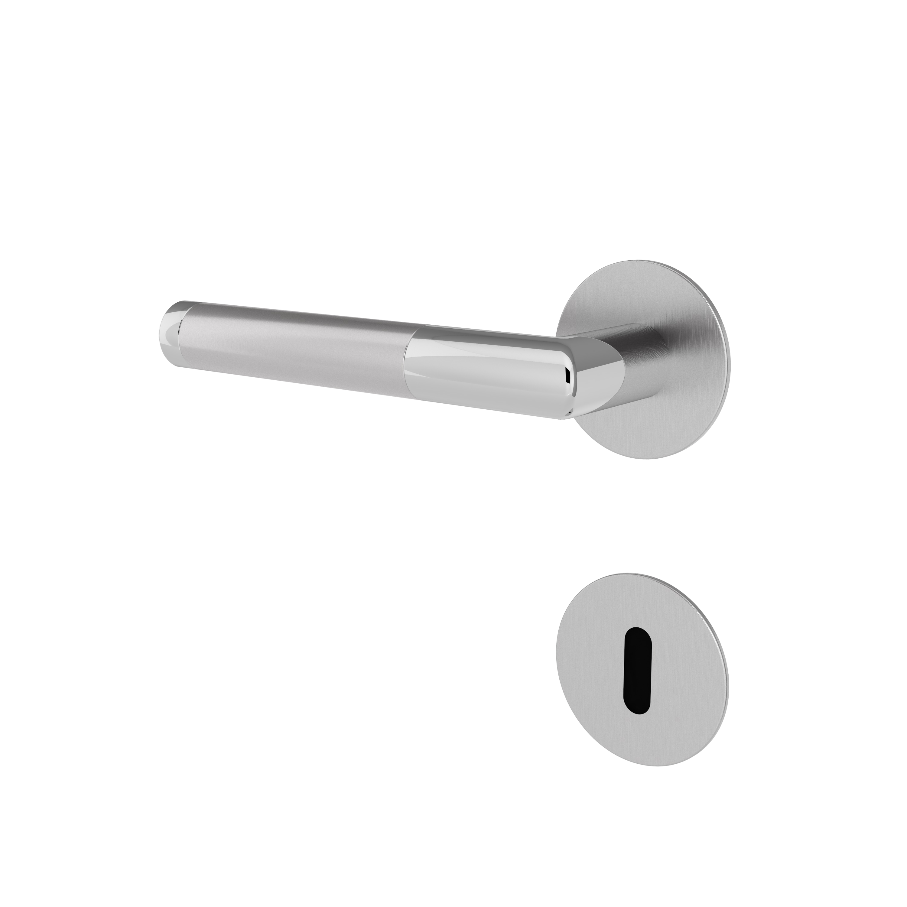 Türgriff mit Flachrosette rund L- Form gerade Modell Melora Edelstahl Clipsystem