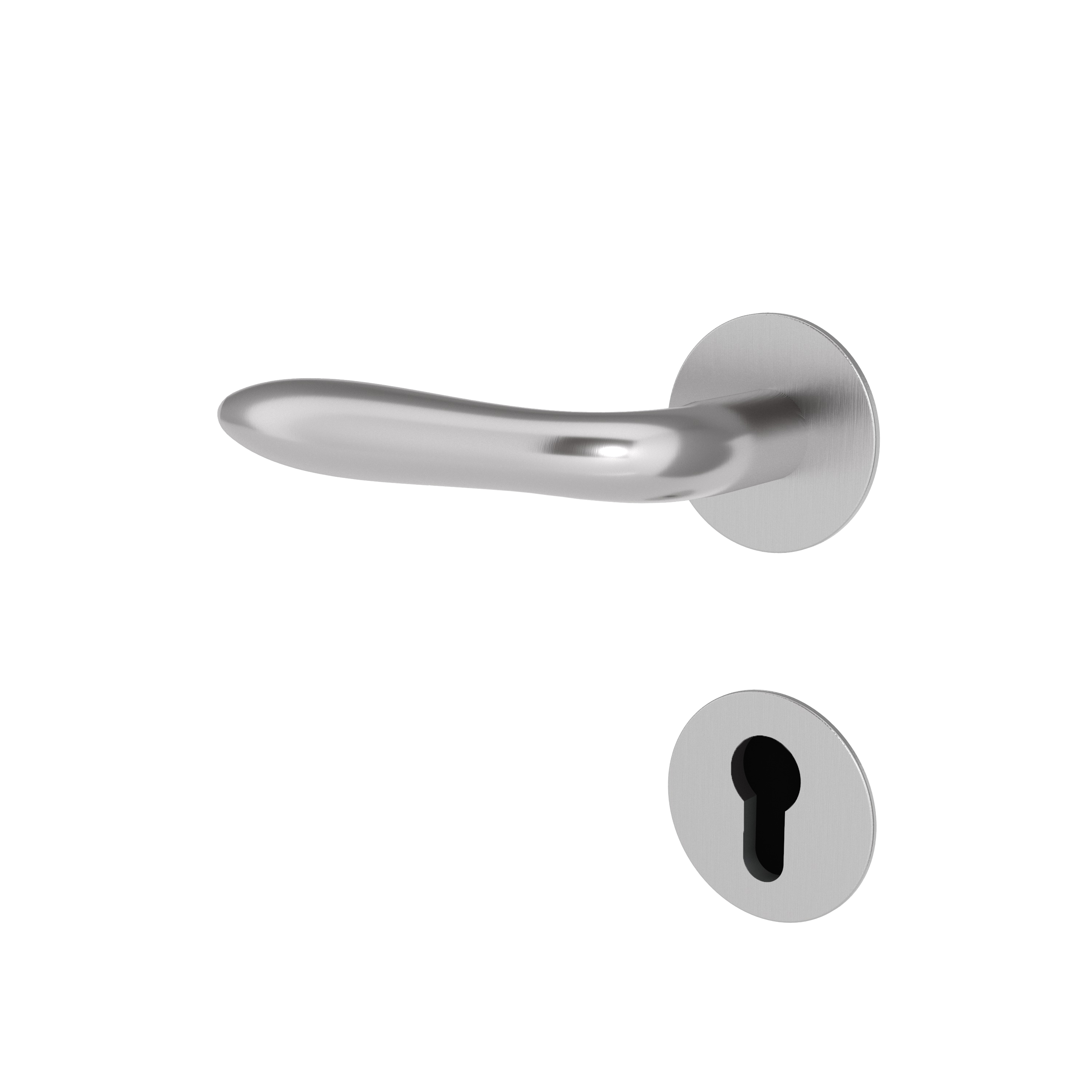 Türgriff mit Flachrosette rund L- Form gerade Modell Nordara Edelstahl Clipsystem