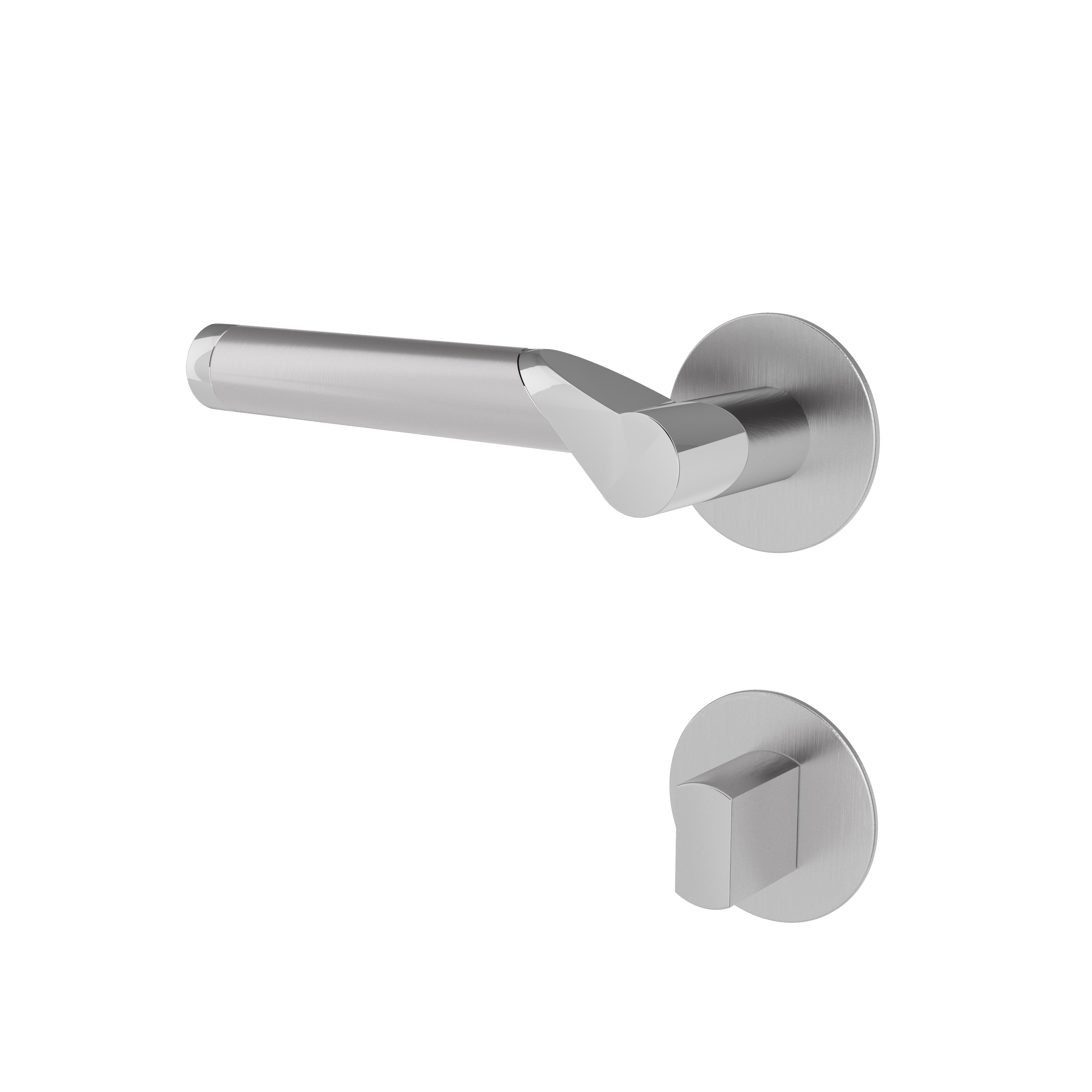 Türgriff mit Flachrosette rund L- Form gerade Modell Sevora Edelstahl Clipsystem