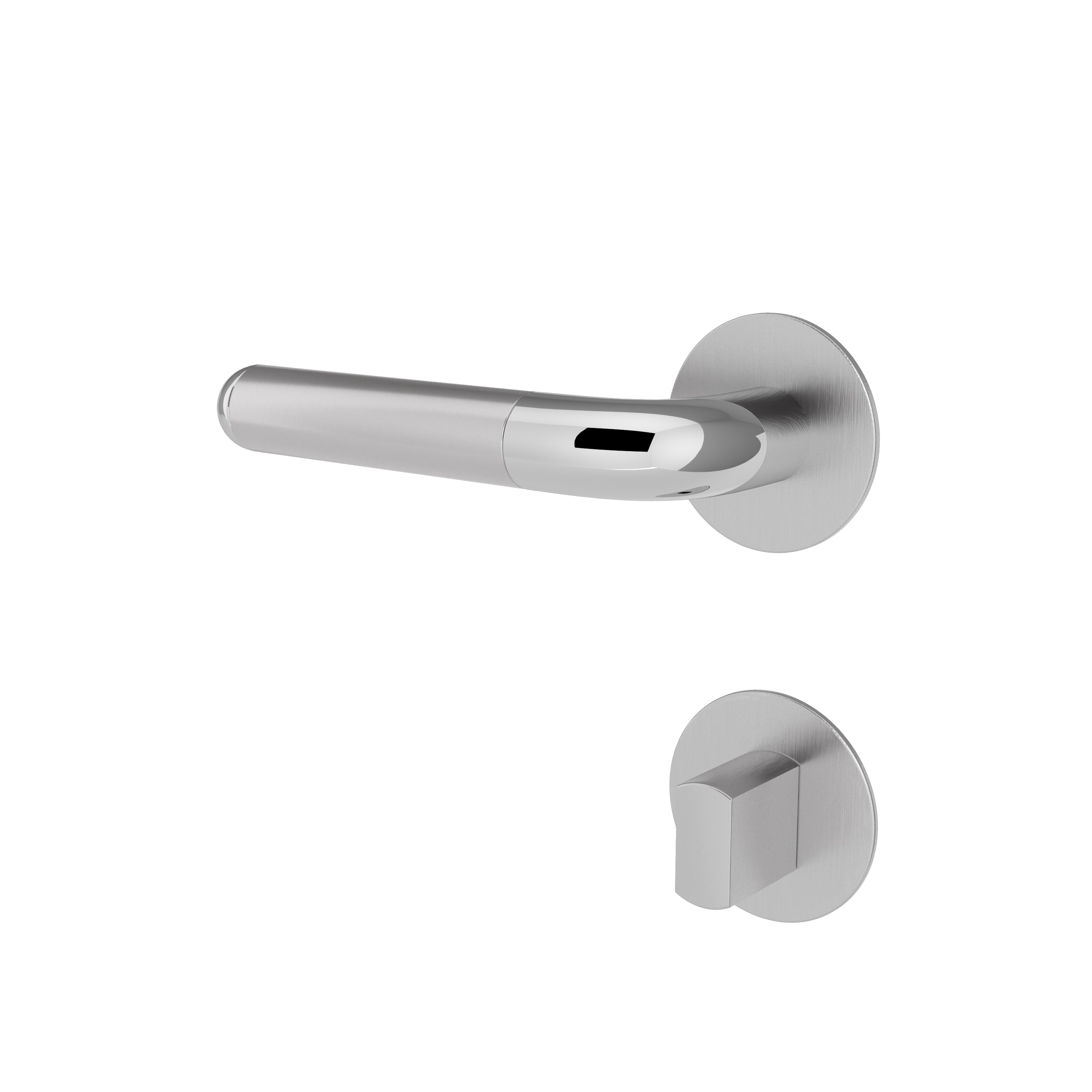 Türgriff mit Flachrosette rund L- Form gerade Modell Vilara Edelstahl Clipsystem