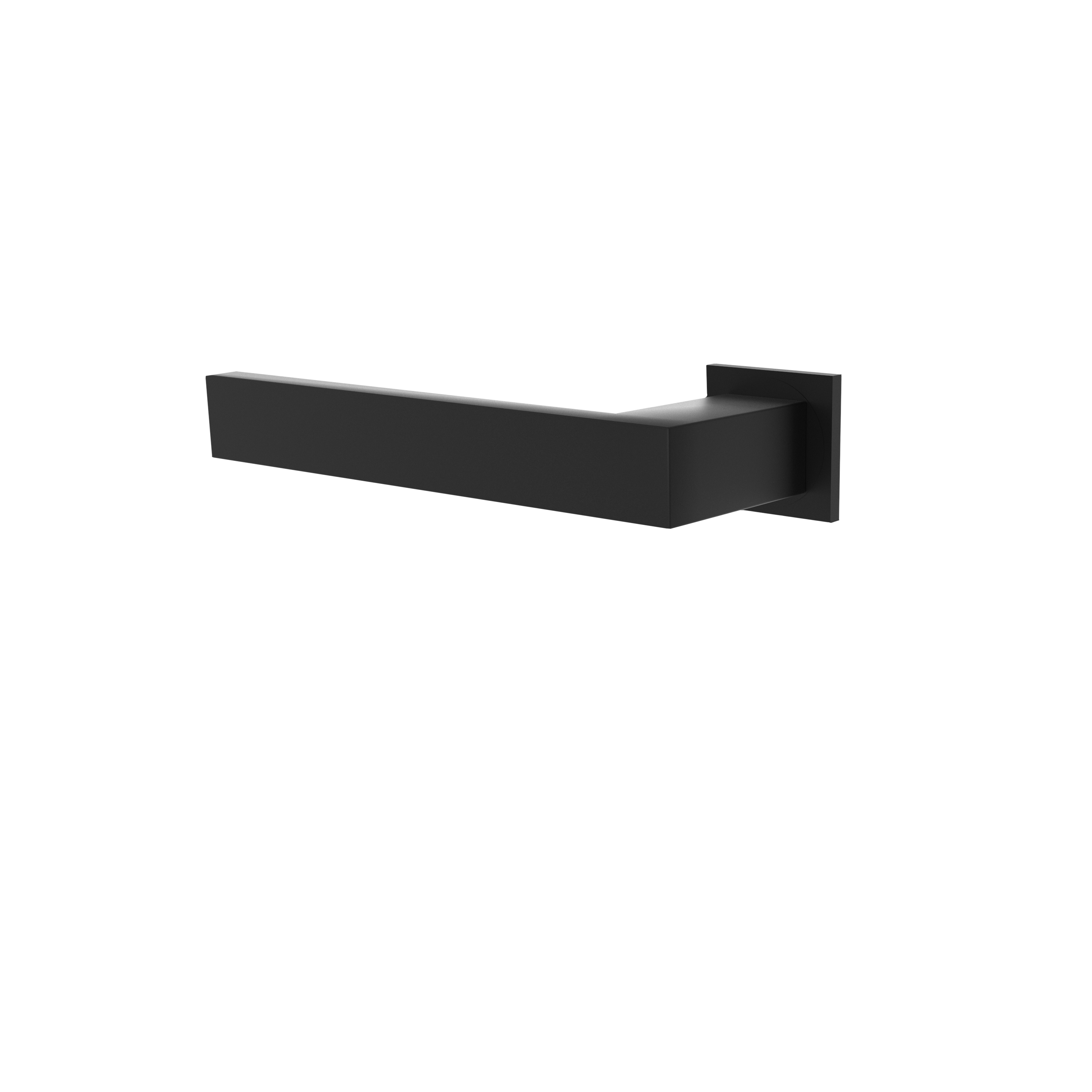Türgriff ohne Schlüsselrosette mit Mini-Flachrosette eckig L- Form gerade Modell Rhovara Mattschwarz Klipprosette Mini