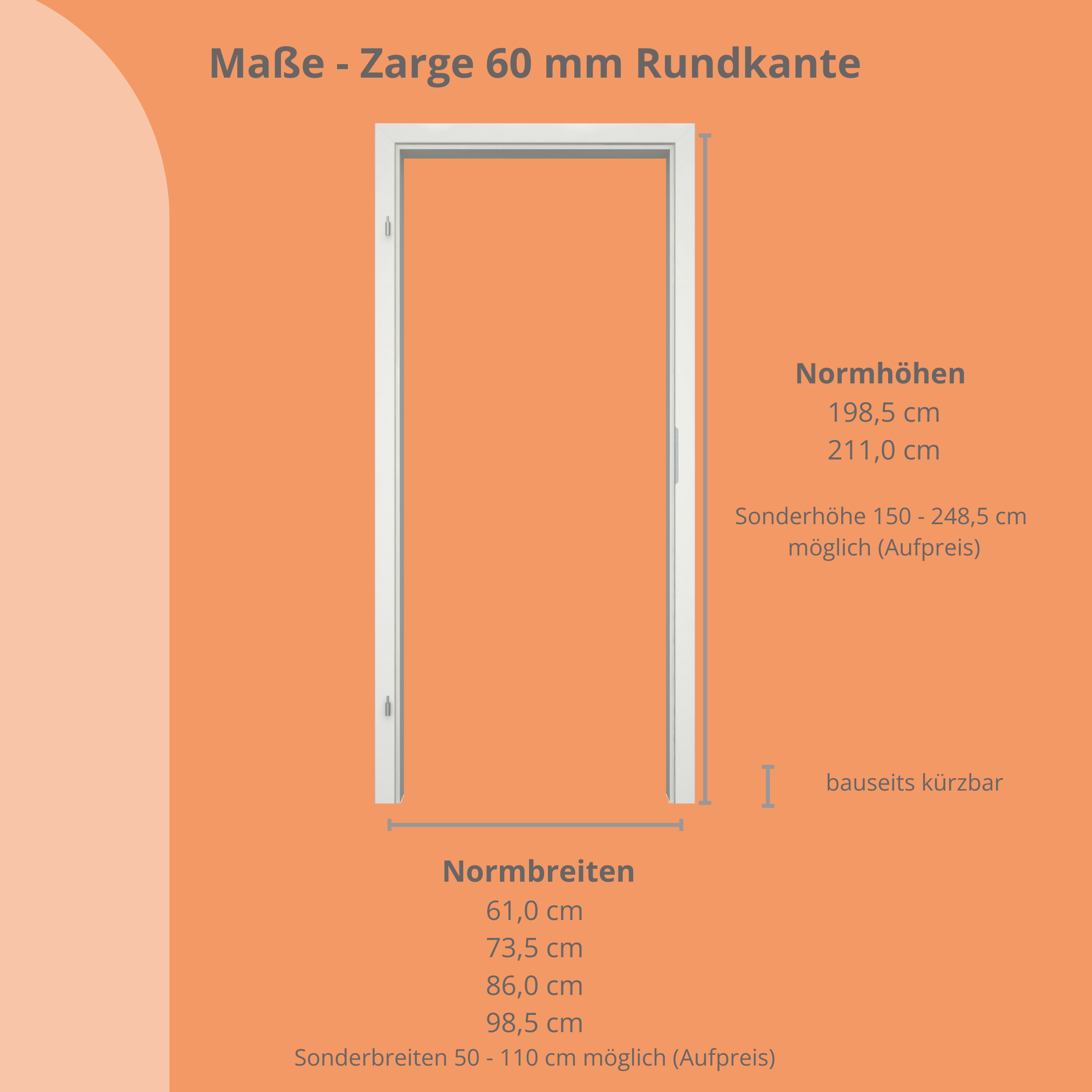 Türzarge CPL soft-weiß Rundkante 60 mm Bekleidung