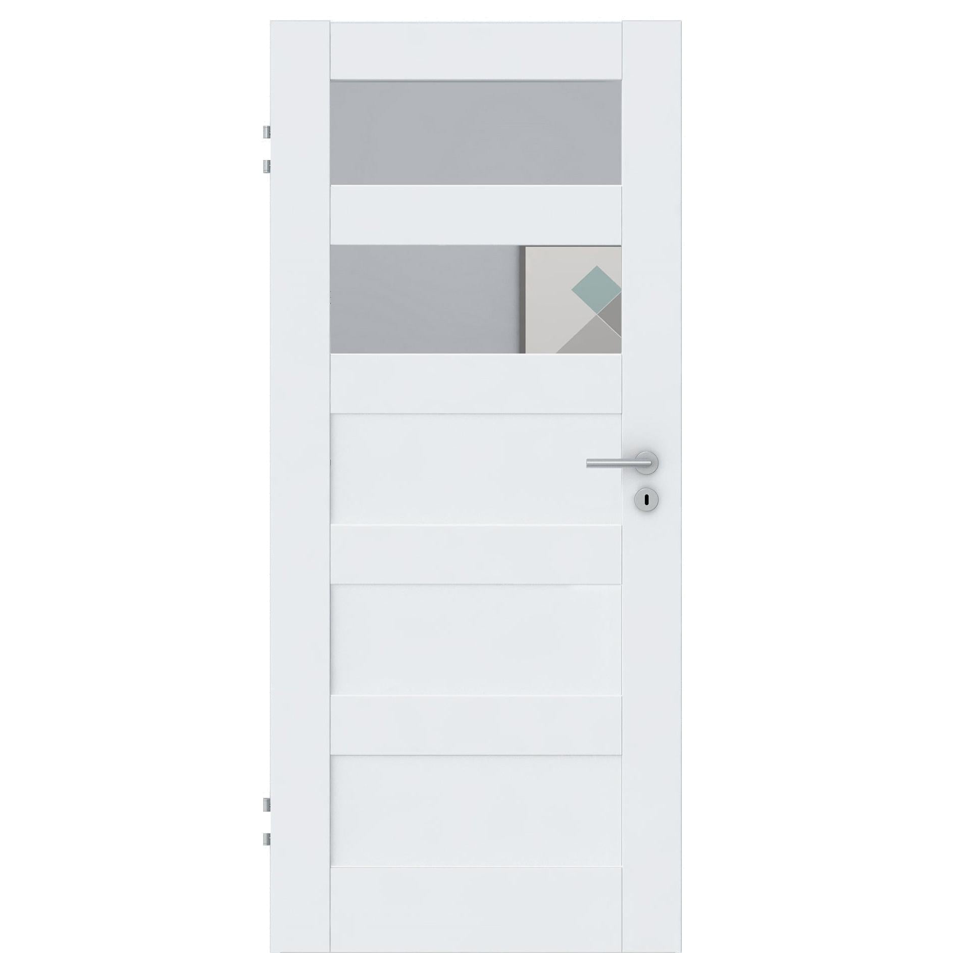 Zimmertür CPL brillant-weiß Rahmendesigntür mit 5 Kassetten und Lichtausschnitt Designkante - Modell Stiltür RQ53LA2