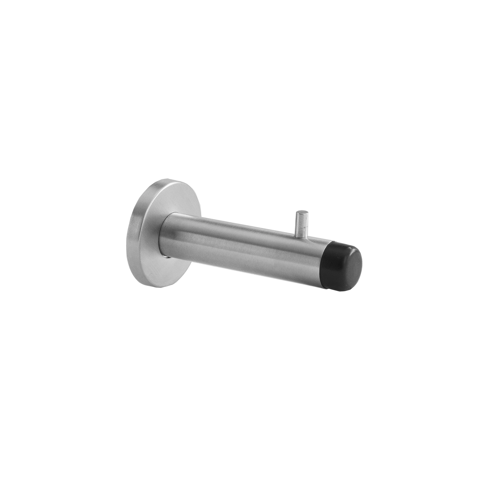 Wandtürstopper rund Edelstahl mit Garderoben-Haken ø 45mm Länge 91mm