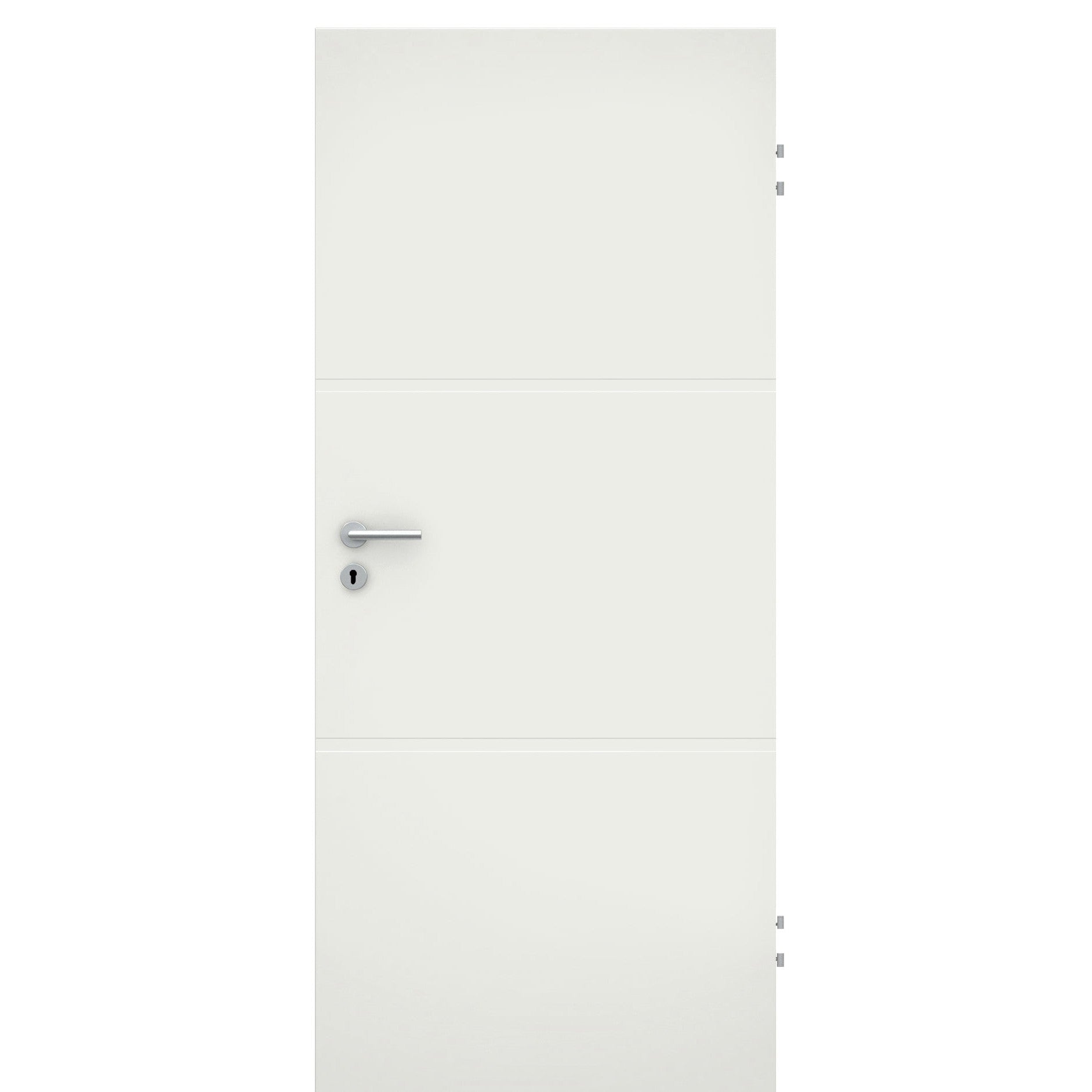 Wohnungseingangstür 2 breite Rillen quer soft-weiß Eckkante SK 1 / KK3 - Modell Designtür ZQS21