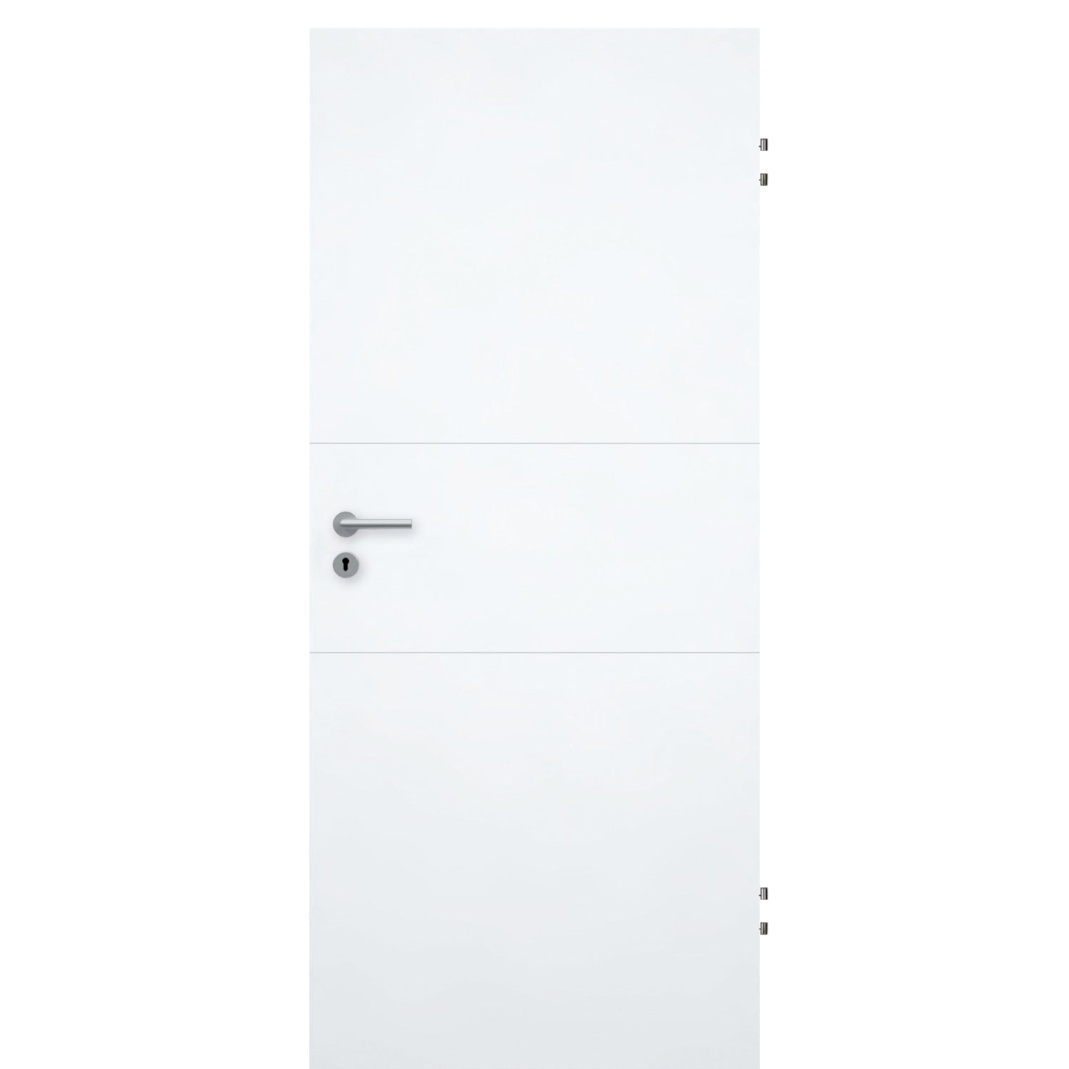 Wohnungseingangstür brillant-weiß 2 Rillen quer Designkante SK2 / KK3 - Modell Designtür Q23