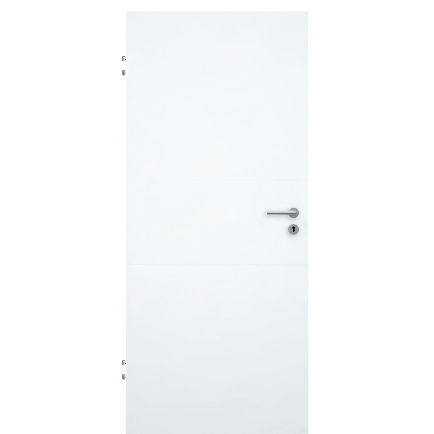 Wohnungseingangstür brillant-weiß 2 Rillen quer Designkante SK2 / KK3 - Modell Designtür Q23